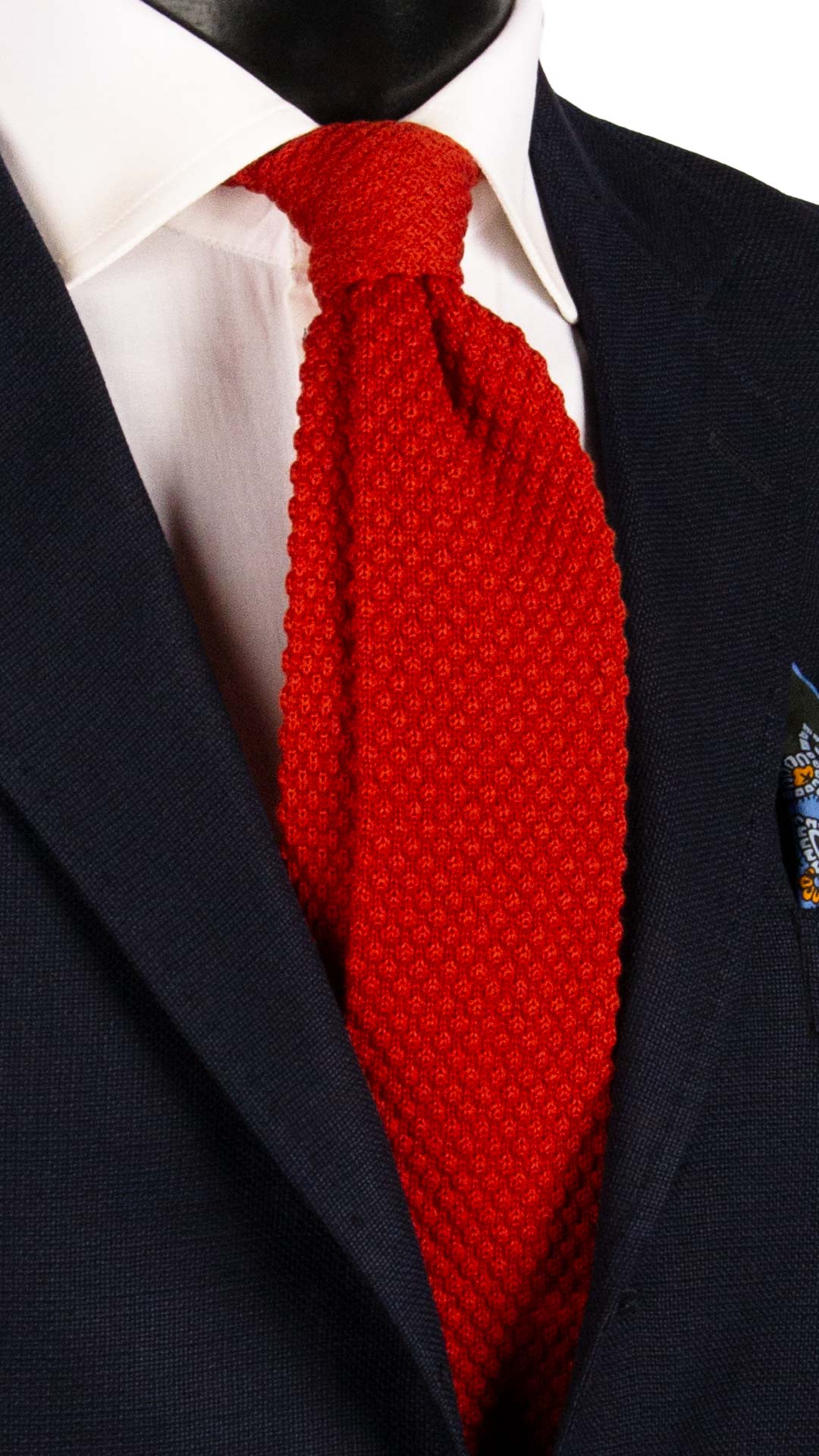 Cravatta Tricot in Maglia di Lana Arancione Scuro Tinta Unita TRI481 Made in Italy Graffeo Cravatte