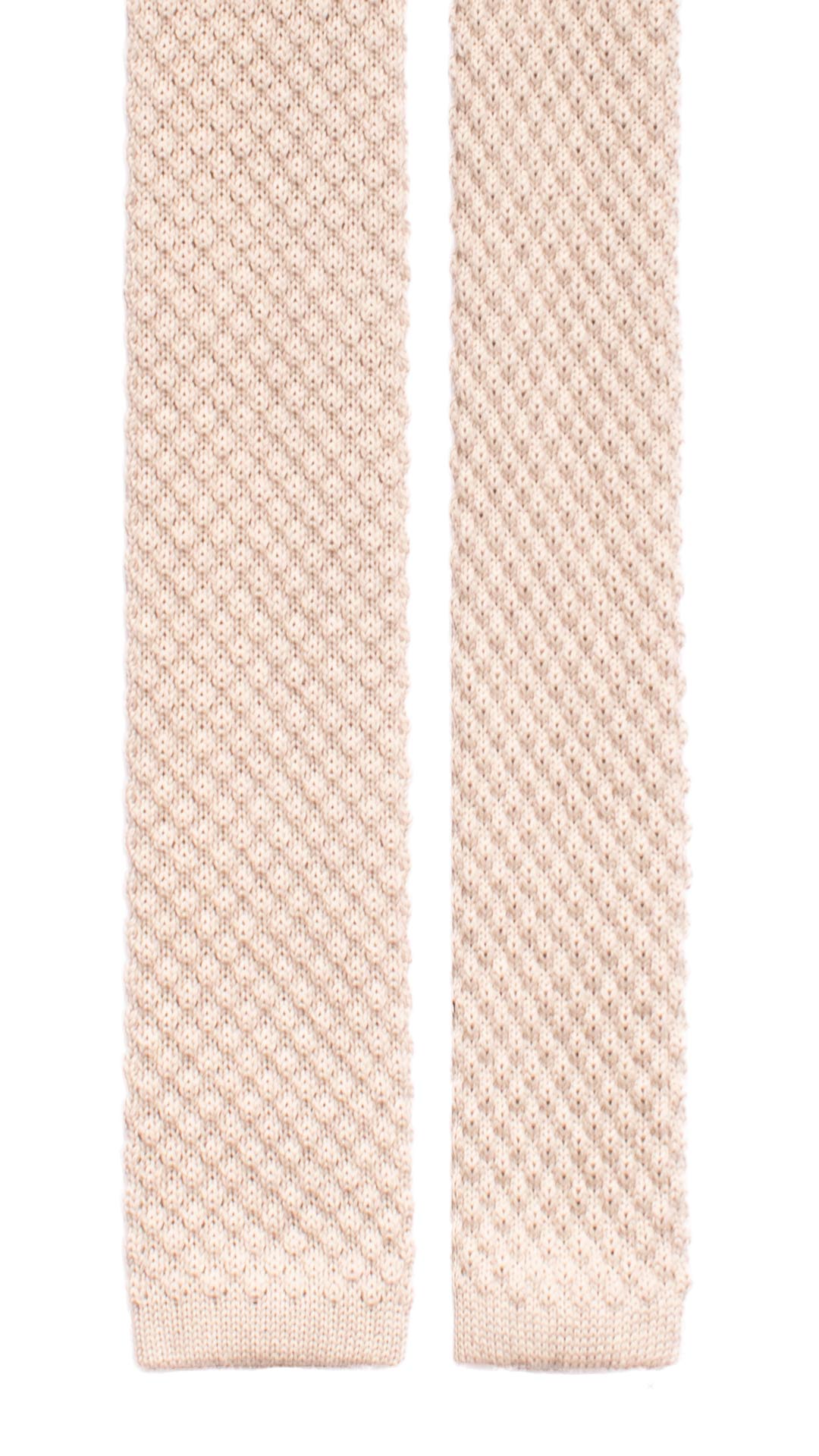 Cravatta Tricot in Maglia di Lana Beige Chiaro Tinta Unita TRI484 Made in Italy Graffeo Cravatte Pala