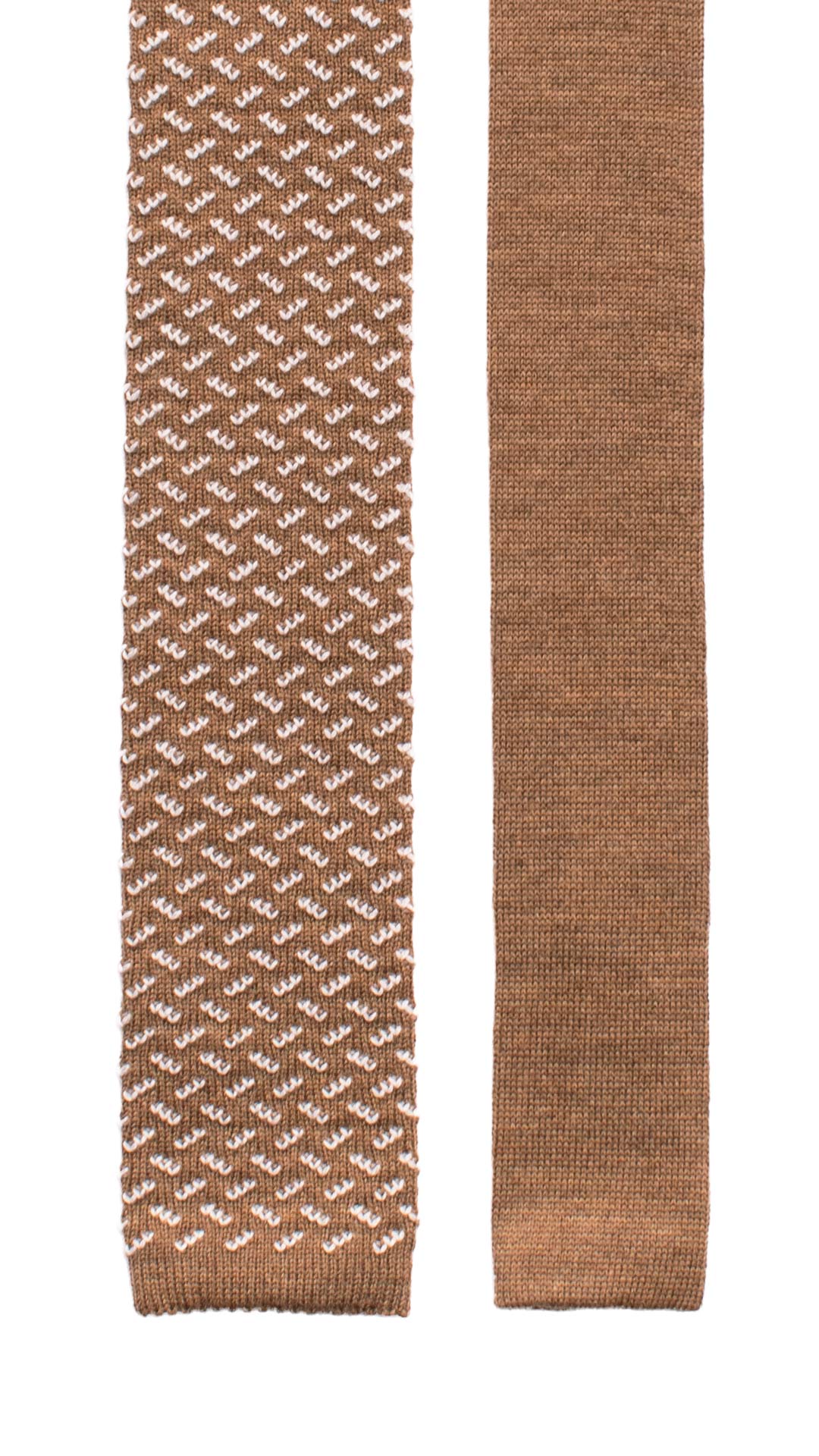 Cravatta Tricot in Maglia di Lana Beige Fantasia Bianca TRI551 Made in Italy Graffeo Cravatte Pala