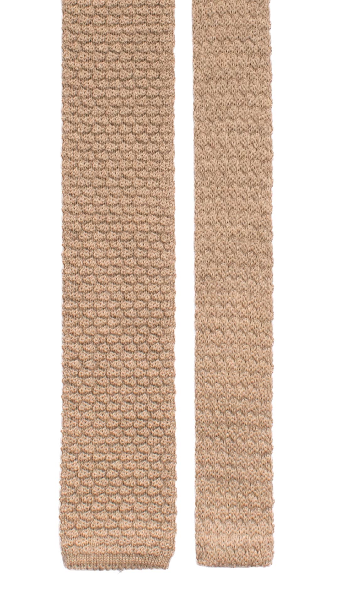 Cravatta Tricot in Maglia di Lana Beige Tinta Unita TRI475 Made in Italy Graffeo Cravatte Pala