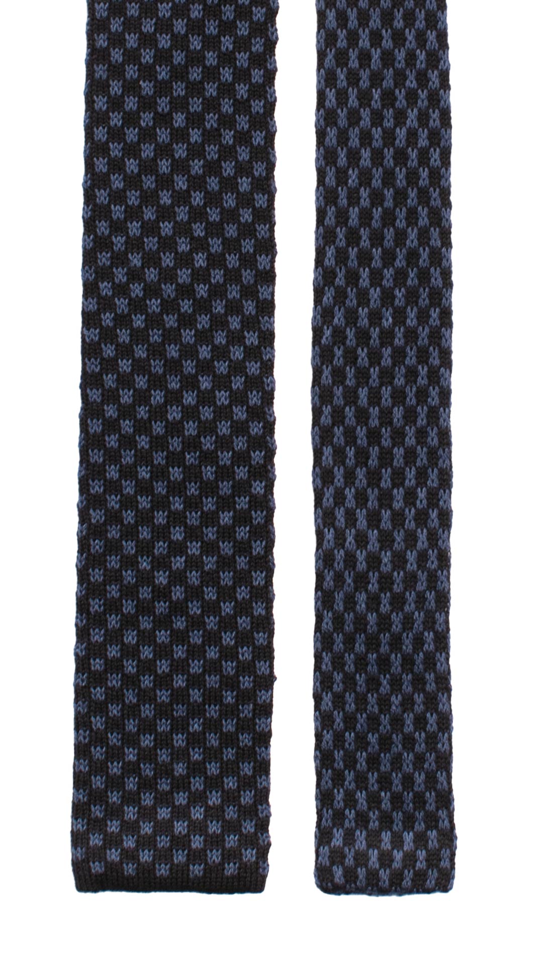 Cravatta Tricot in Maglia di Lana Blu Fantasia Bluette TRI577 Made in Italy Graffeo Cravatte Pala