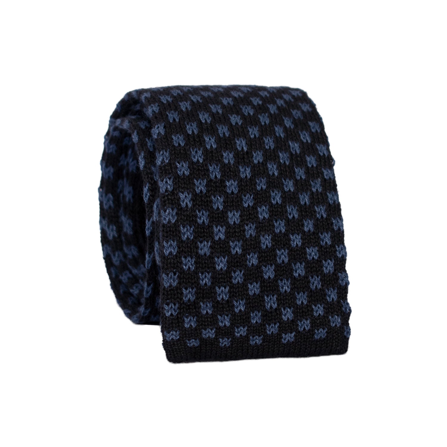 Cravatta Tricot in Maglia di Lana Blu Fantasia Bluette TRI577 Made in Italy Graffeo Cravatte Rotolo