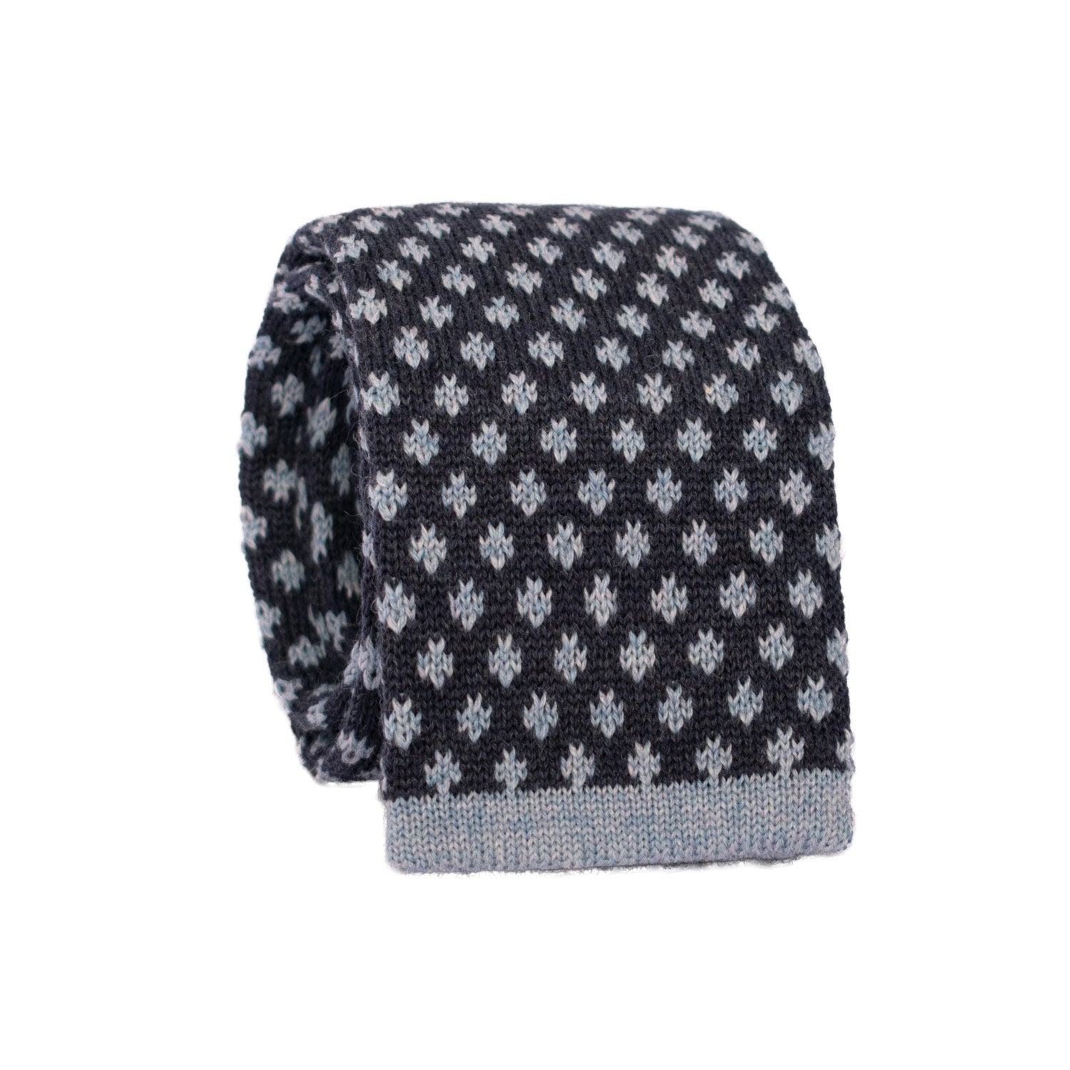 Cravatta Tricot in Maglia di Lana Blu Fantasia Celeste TRI568 Made in Italy Graffeo Cravatte Rotolo