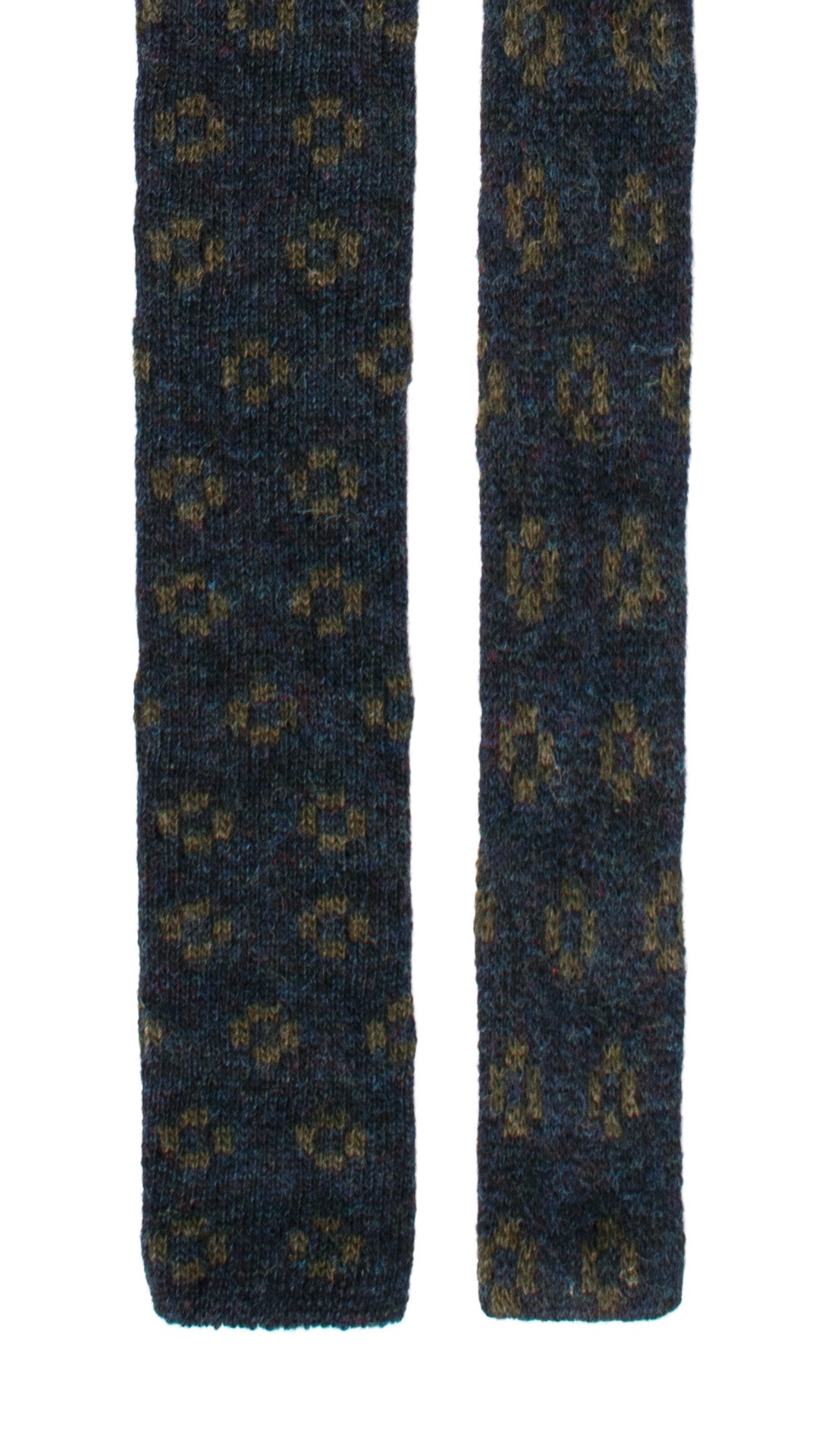 Cravatta Tricot in Maglia di Lana Blu Fantasia Verde TRI616 Made in Italy Graffeo Cravatte Pala