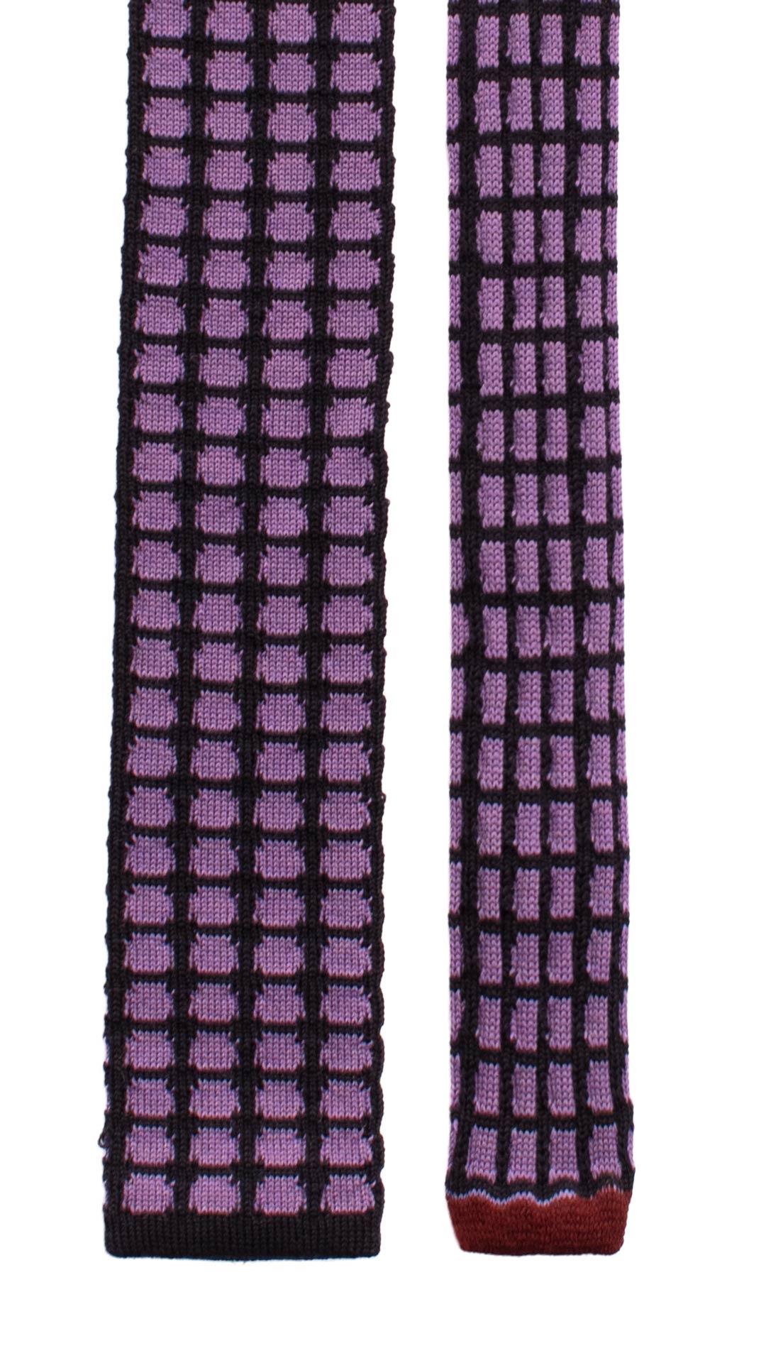 Cravatta Tricot in Maglia di Lana Blu Fantasia Viola TRI601 Made in Italy Graffeo Cravatte Pala