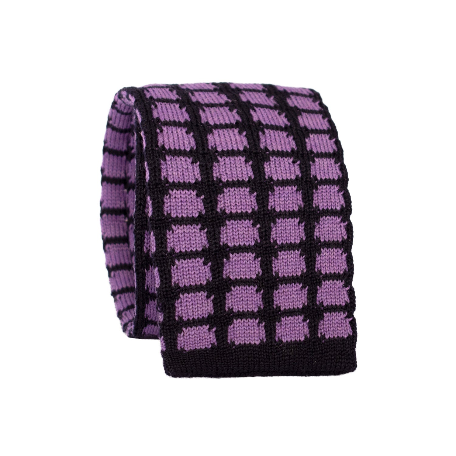 Cravatta Tricot in Maglia di Lana Blu Fantasia Viola TRI601 Made in Italy Graffeo Cravatte Rotolo