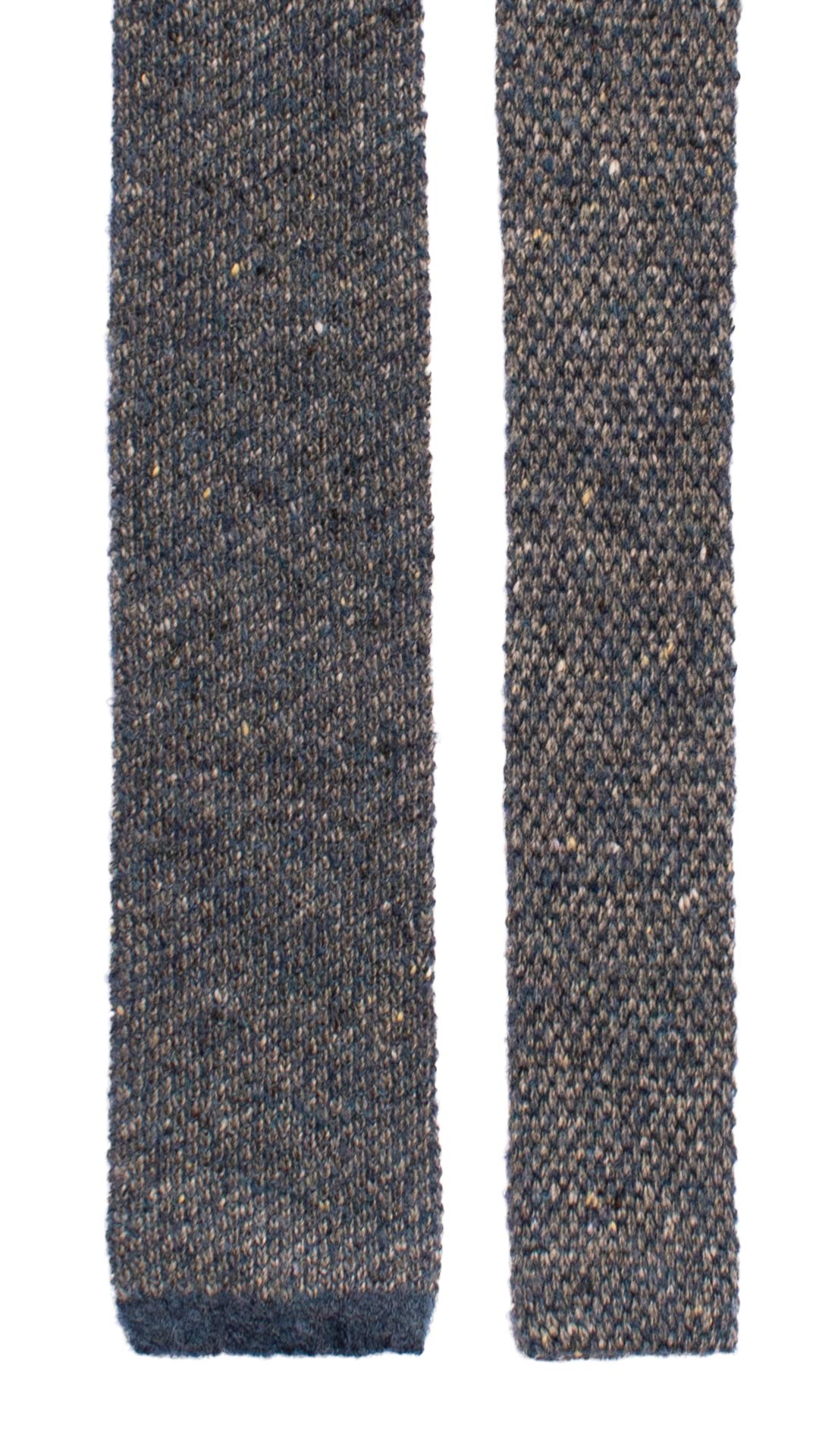 Cravatta Tricot in Maglia Blu Grigia Effetto Tweed TRI497 Made in Italy Graffeo Cravatte Pala