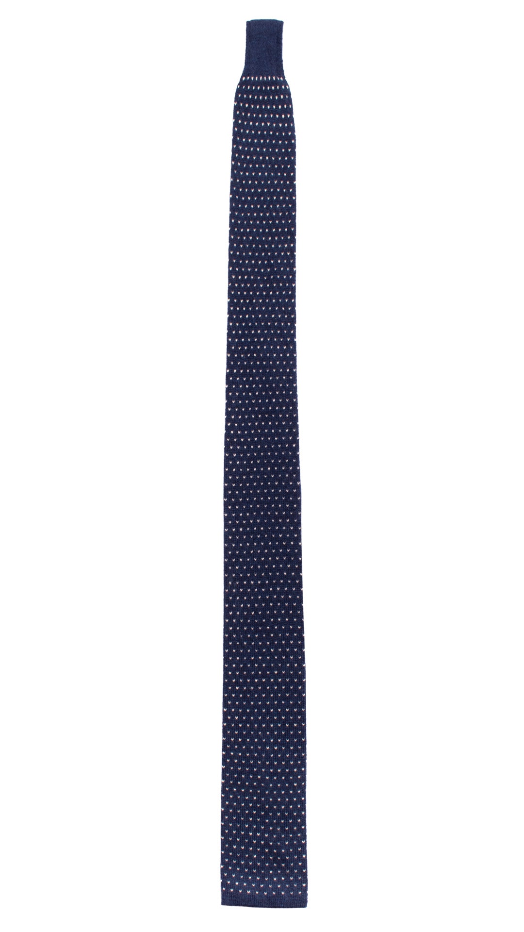 Cravatta Tricot in Maglia di Lana Blu Navy Fantasia Bianca TRI575 Made in Italy Graffeo Cravatte Intera