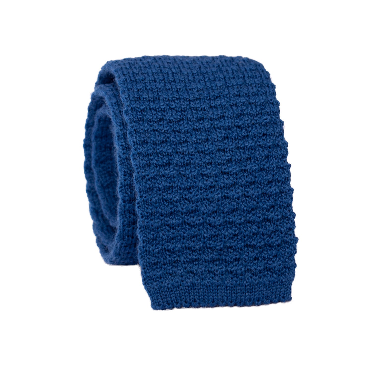 Cravatta Tricot in Maglia di Lana Bluette Tinta Unita TRI486 Made in Italy Graffeo Cravatte Rotolo