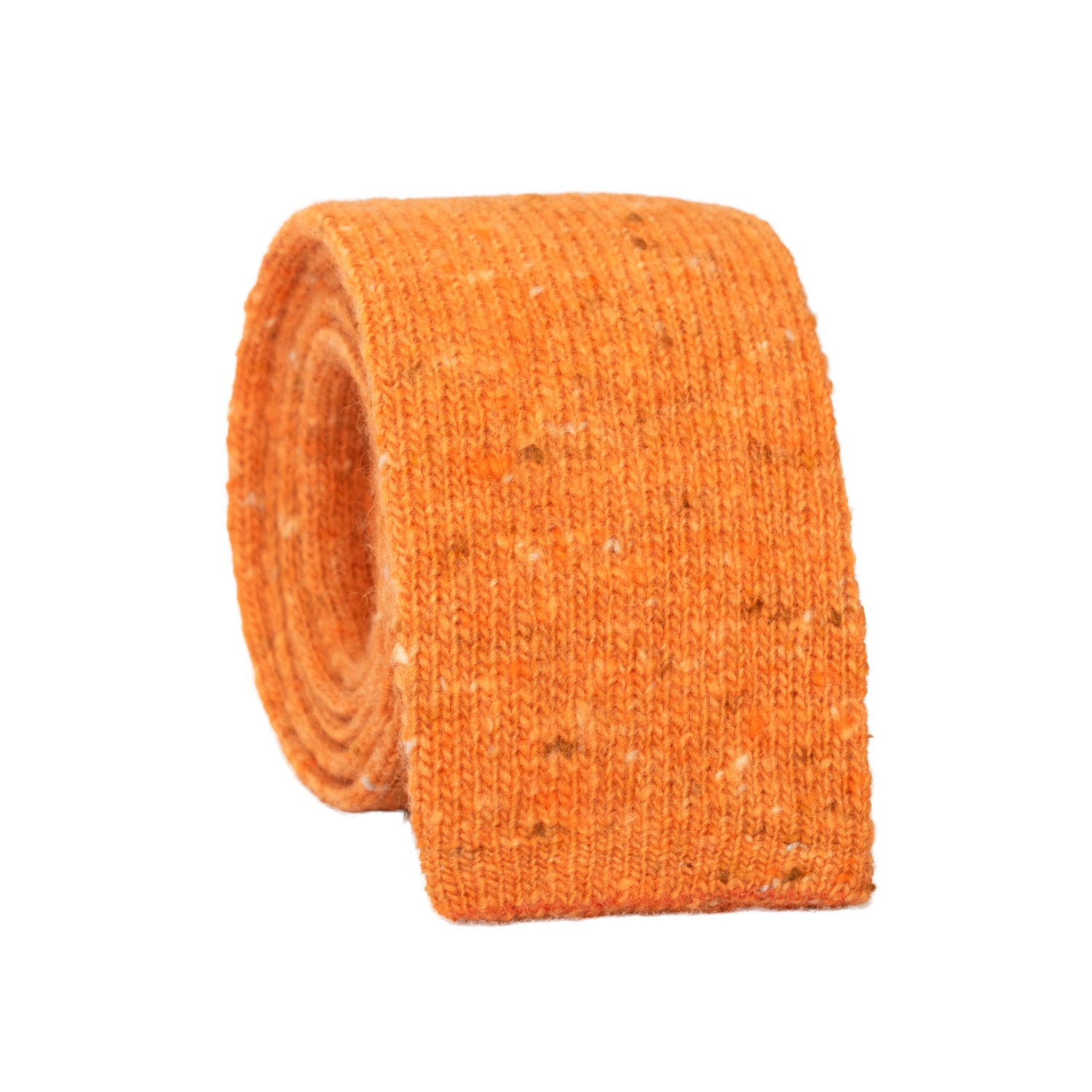 Cravatta Tricot in Maglia di Lana Cashmere Arancione Effetto Tweed Multicolor TRI584 Made in Italy Graffeo Cravatte Rotolo