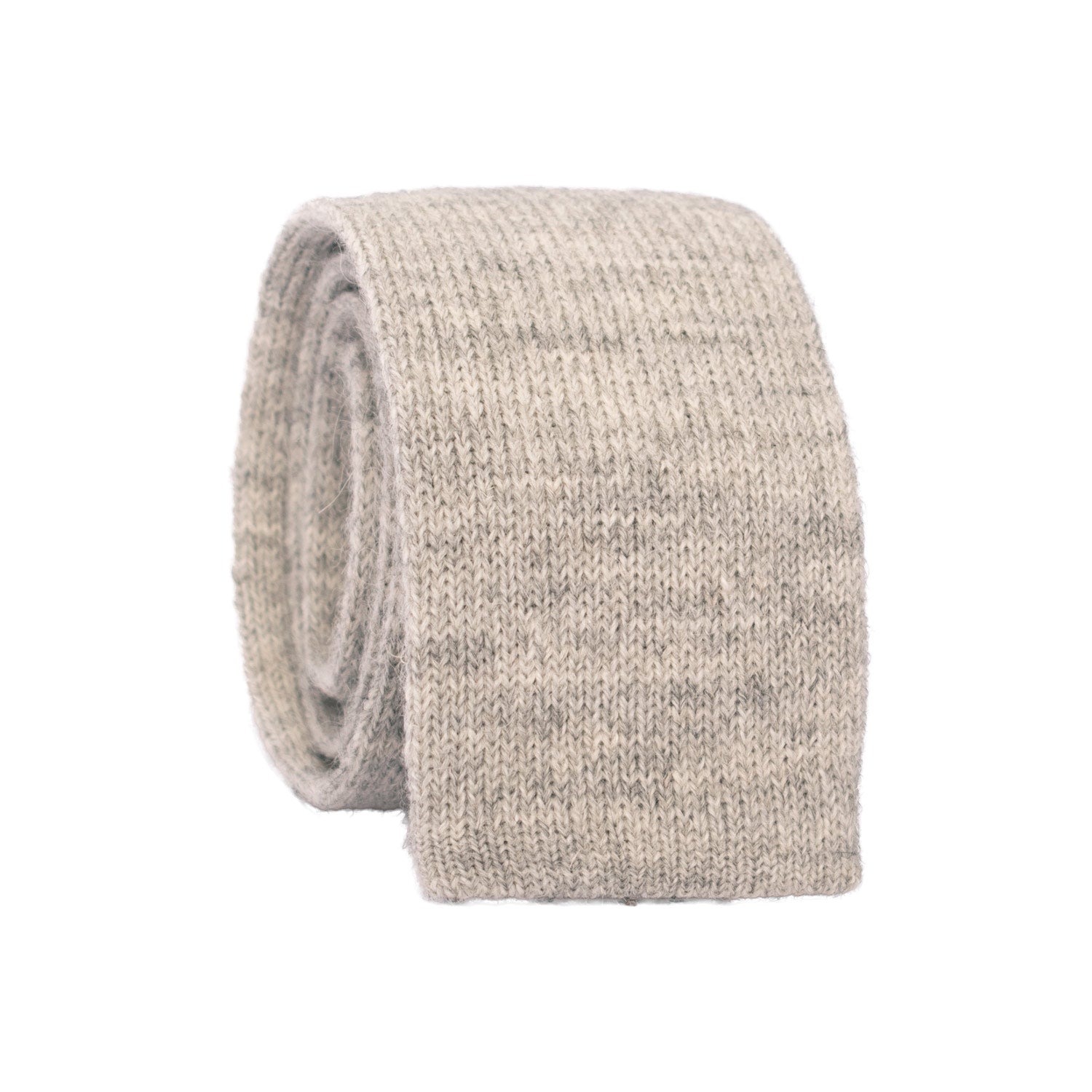 Cravatta Tricot in Maglia di Lana Cashmere Grigio Chiaro Tinta Unita TRI593 Made in Italy Graffeo Cravatte Rotolo