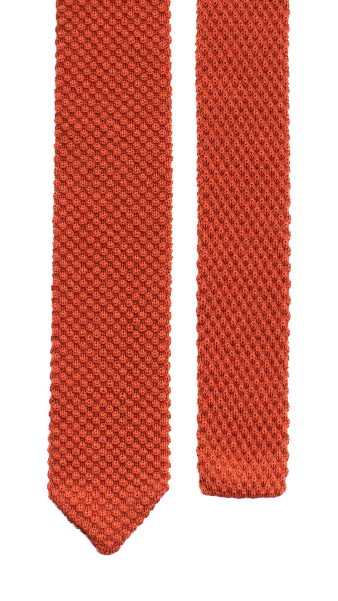 Cravatta Tricot in Maglia di Lana Color Ruggine Tinta Unita TRI587 Made in Italy Graffeo Cravatte Pala