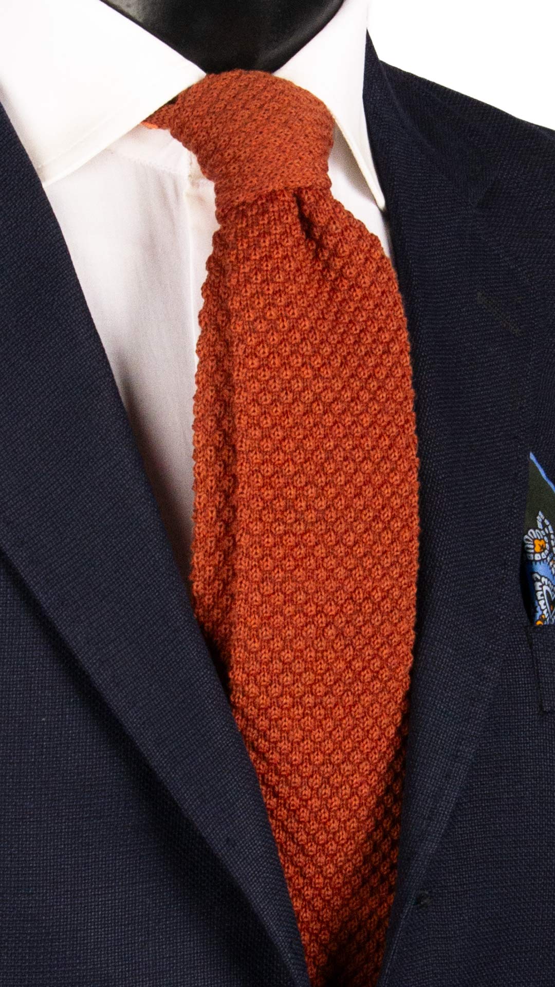 Cravatta Tricot in Maglia di Lana Color Ruggine Tinta Unita TRI587 Made in Italy Graffeo Cravatte