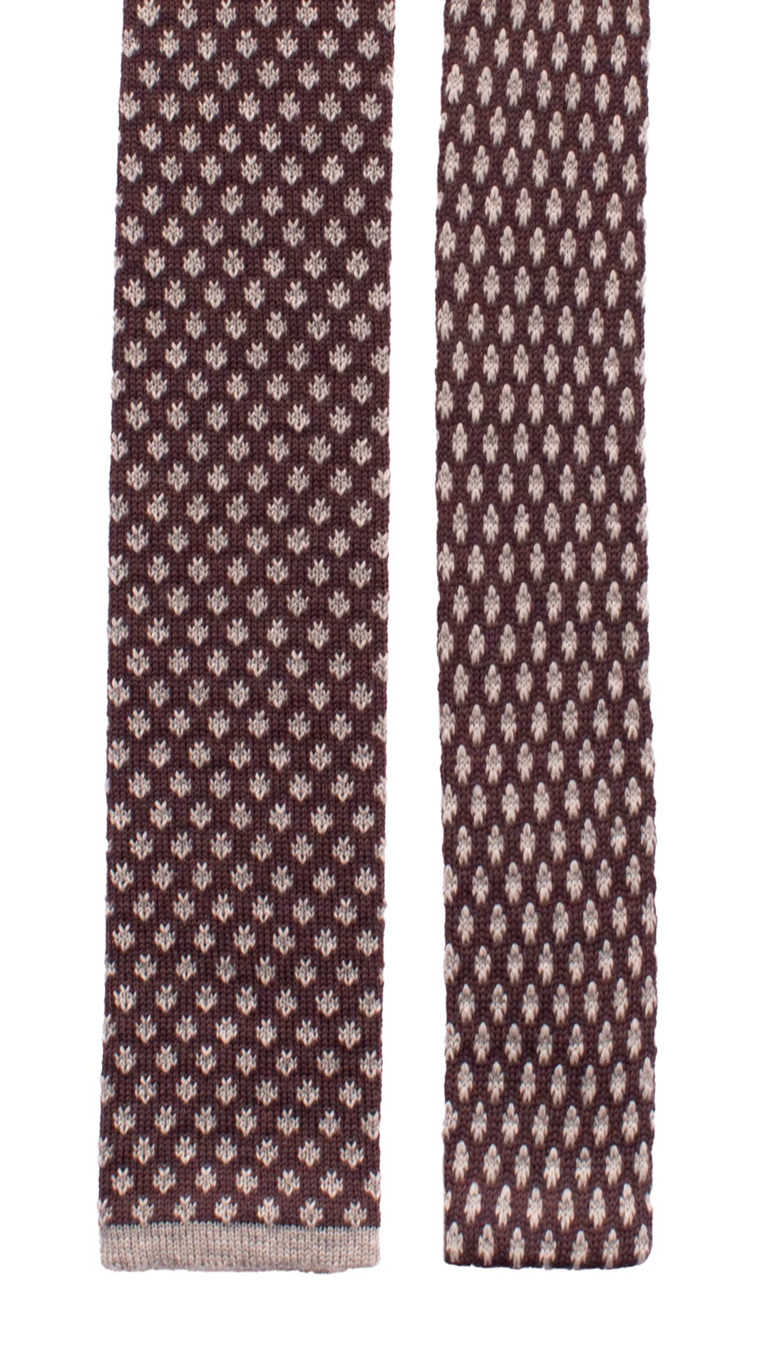 Cravatta Tricot in Maglia di Lana Color Vinaccia Fantasia Grigia TRI566 Made in Italy Graffeo Cravatte Pala