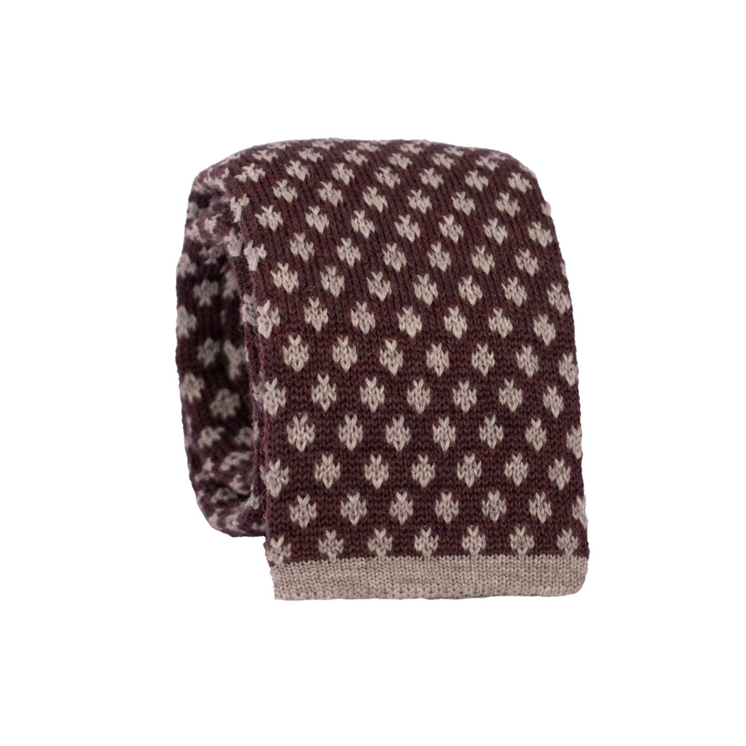 Cravatta Tricot in Maglia di Lana Color Vinaccia Fantasia Grigia TRI566 Made in Italy Graffeo Cravatte Rotolo