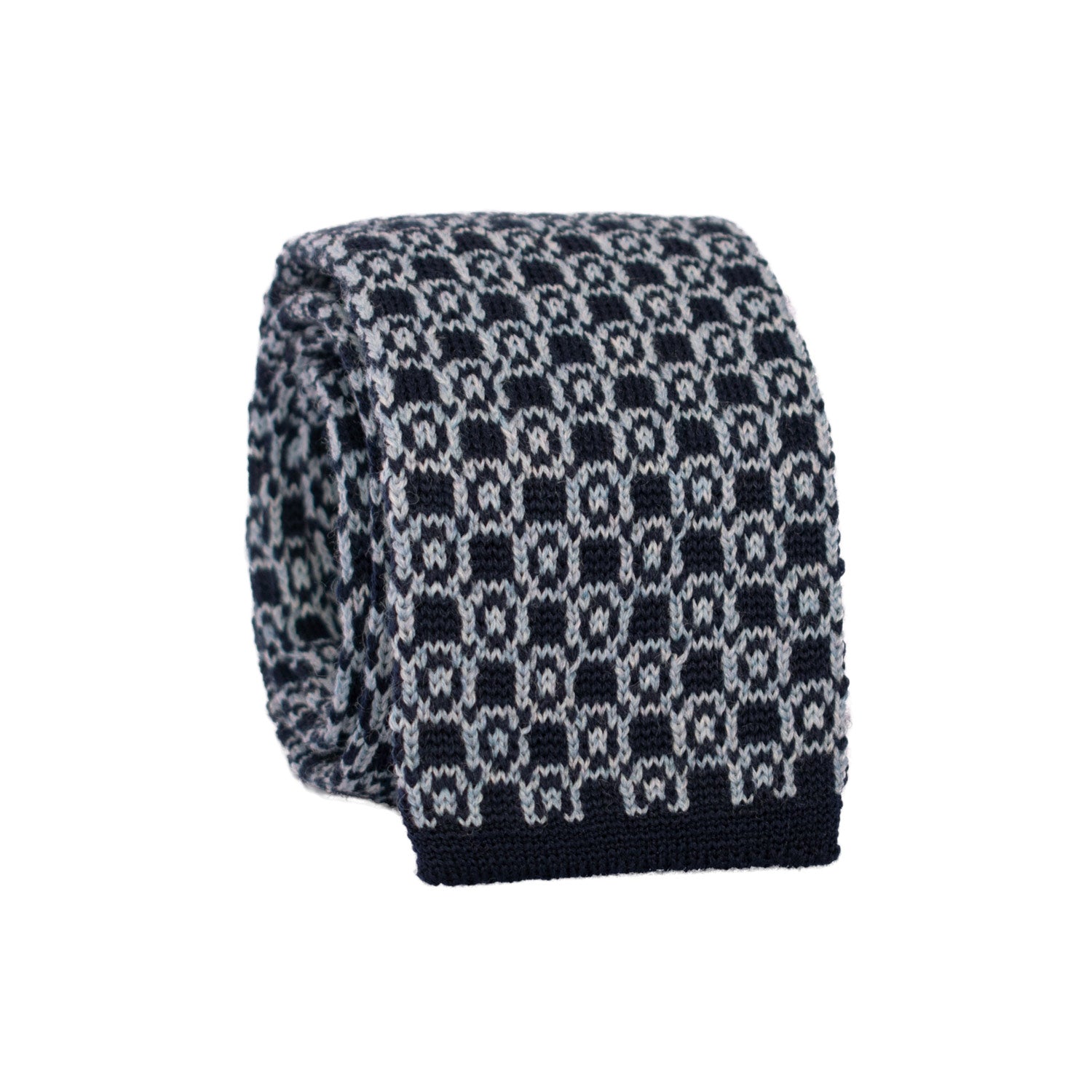 Cravatta Tricot in Maglia di Lana Fantasia Blu Celeste TRI576 Made in Italy Graffeo Cravatte Rotolo