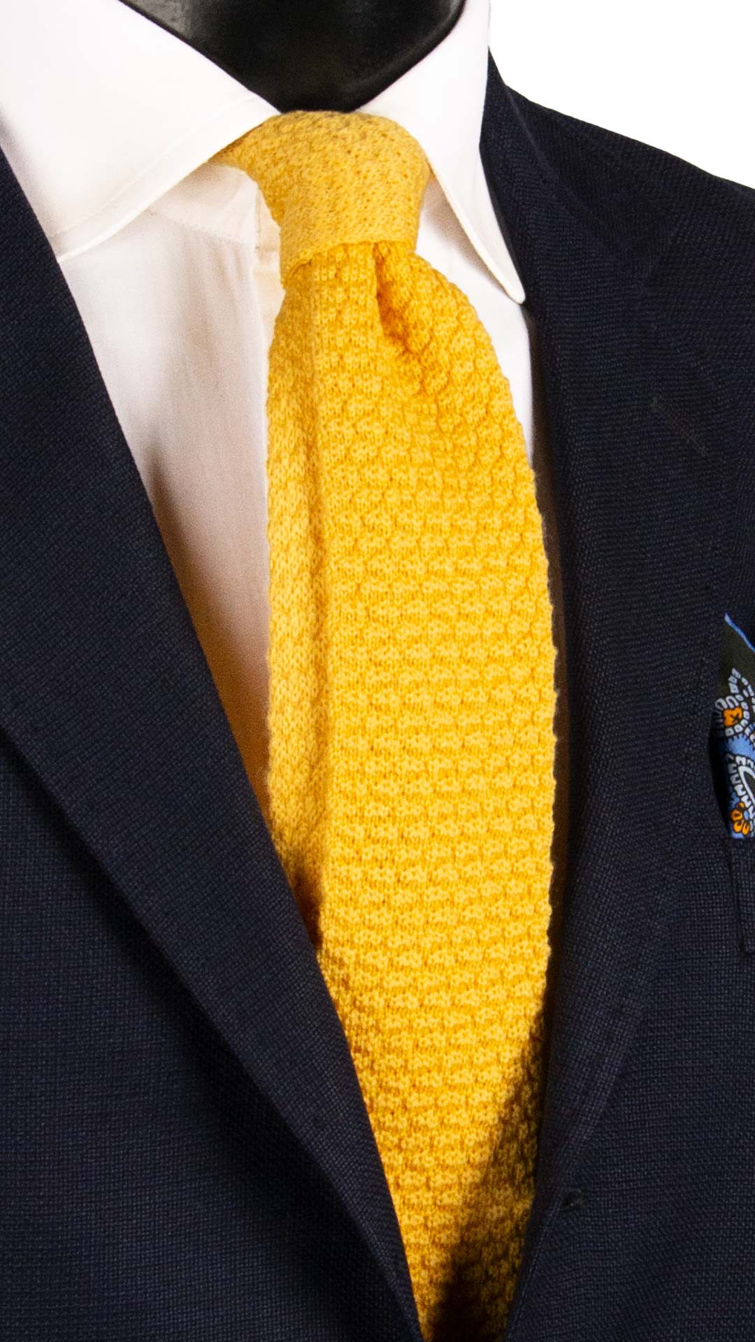 Cravatta Tricot in Maglia di Lana Gialla Tinta Unita TRI476 Made in Italy Graffeo Cravatte