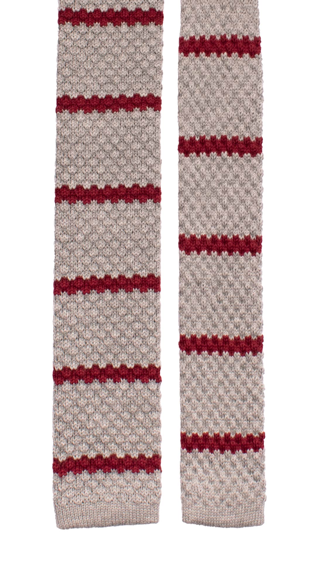 Cravatta Tricot in Maglia di Lana Grigia Righe Bordeaux TRI454 Made in Italy Graffeo Cravatte Pala