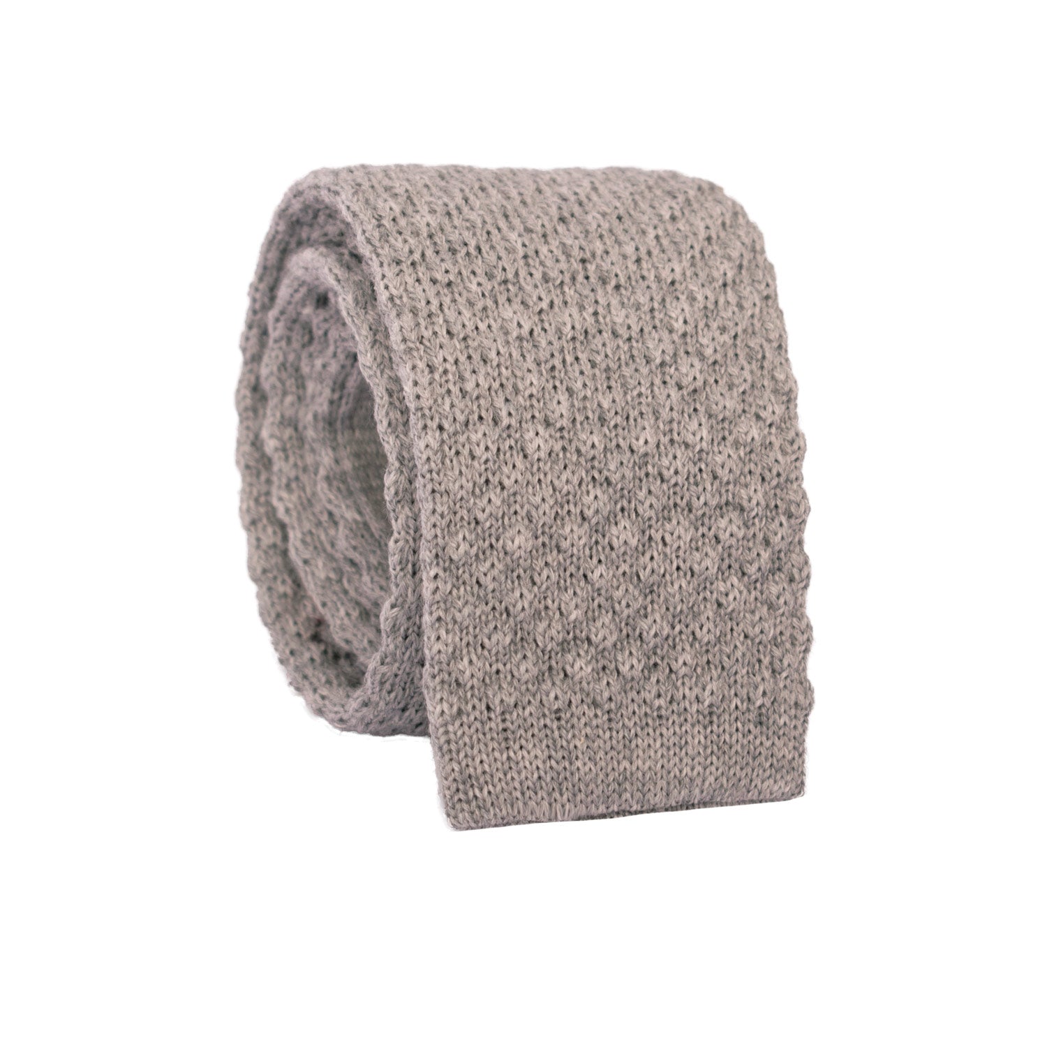 Cravatta Tricot in Maglia di Lana Grigia Tinta Unita TRI472 Made in Italy Graffeo Cravatte Rotolo