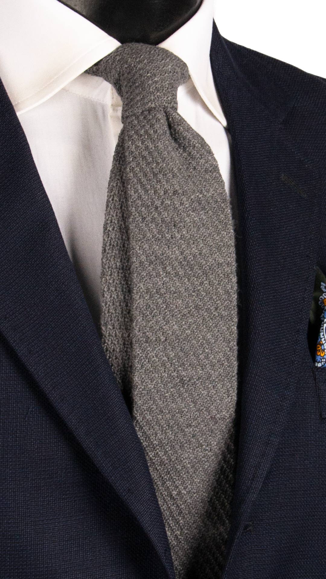 Cravatta Tricot in Maglia di Lana Grigia Tinta Unita TRI549 Made in Italy Graffeo Cravatte