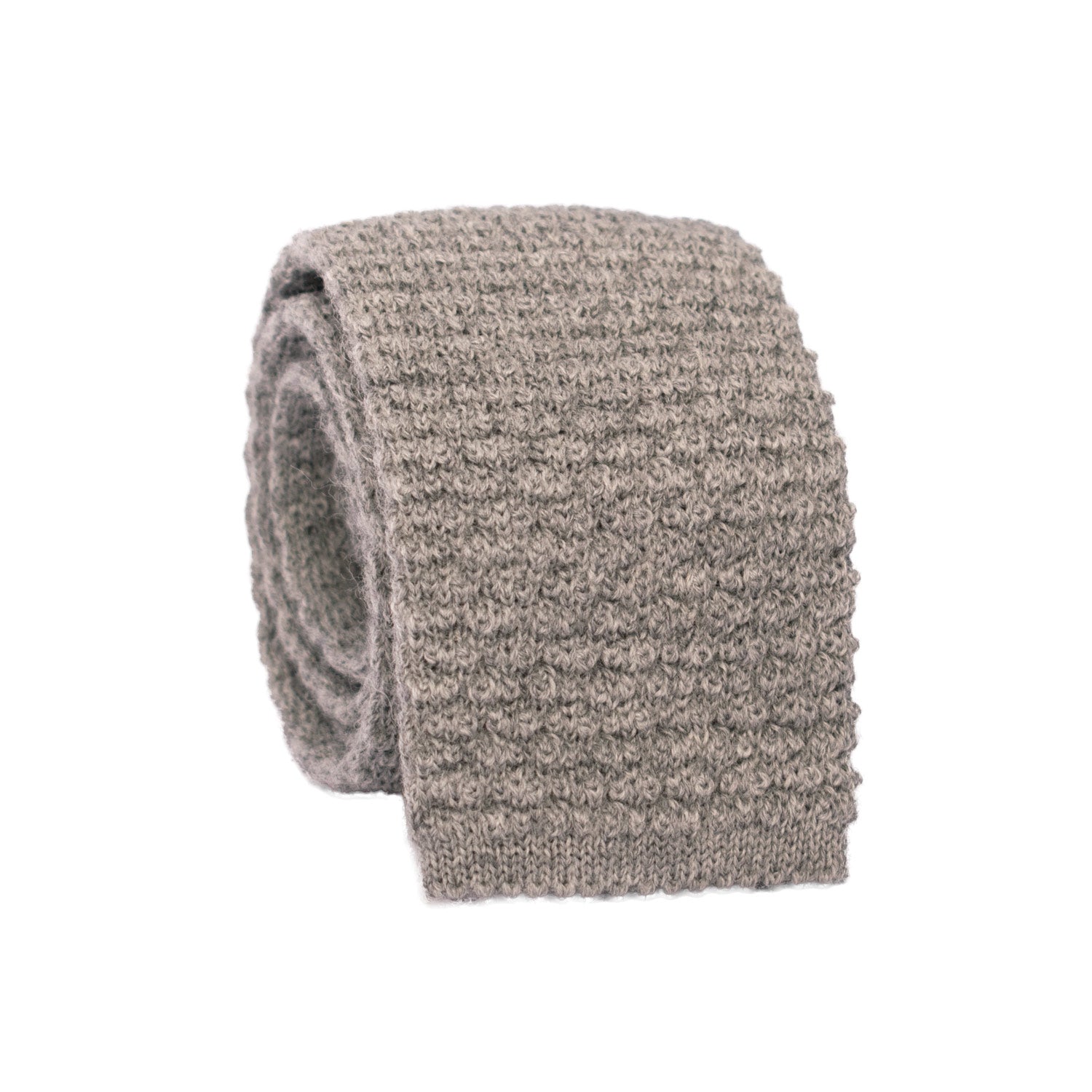 Cravatta Tricot in Maglia di Lana Grigia Tinta Unita TRI570 Made in Italy Graffeo Cravatte Rotolo