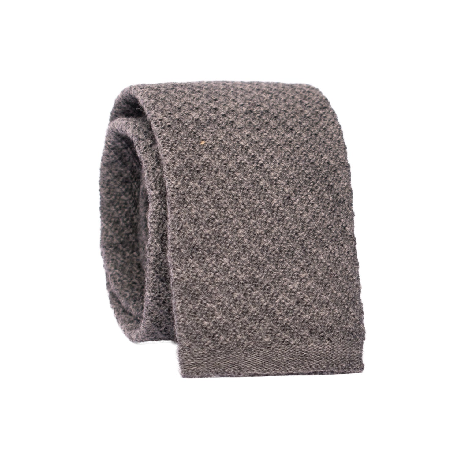 Cravatta Tricot in Maglia di Lana Grigia Tinta Unita TRI586 Made in Italy Graffeo Cravatte Rotolo