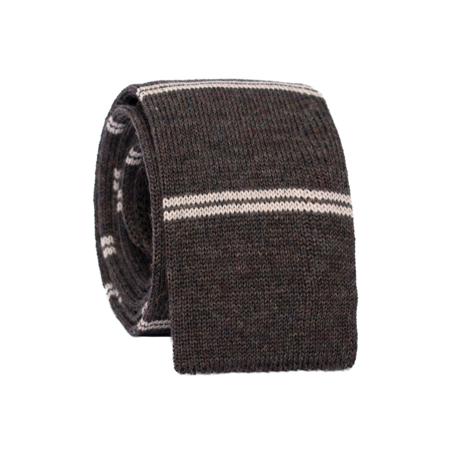 Cravatta Tricot in Maglia di Lana Grigia con Righe Grigie Chiare TRI541 Made in Italy Graffeo Cravatte Rotolo