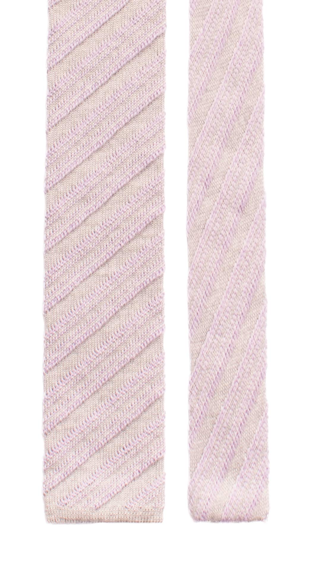 Cravatta Tricot in Maglia di Lana Grigia con Righe Lilla TRI529 Made in Italy Graffeo Cravatte Pala