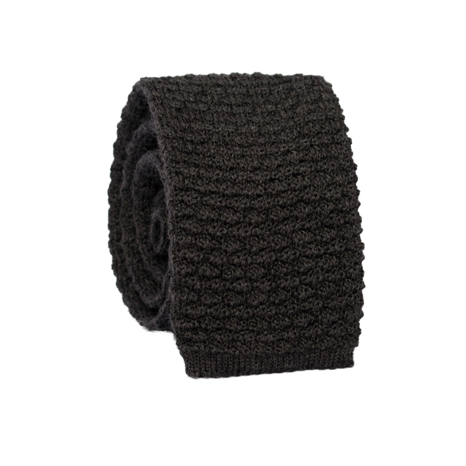 Cravatta Tricot in Maglia di Lana Grigio Scuro Tinta Unita TRI488 Made in Italy Graffeo Cravatte Rotolo