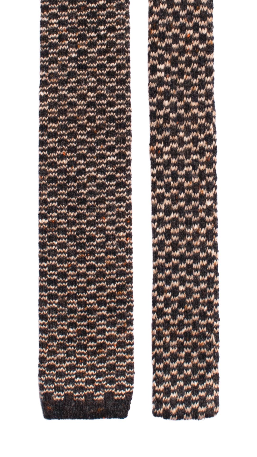 Cravatta Tricot in Maglia di Lana Marrone Beige Effetto Tweed Multicolor TRI613 Made in Italy Graffeo Cravatte Pala