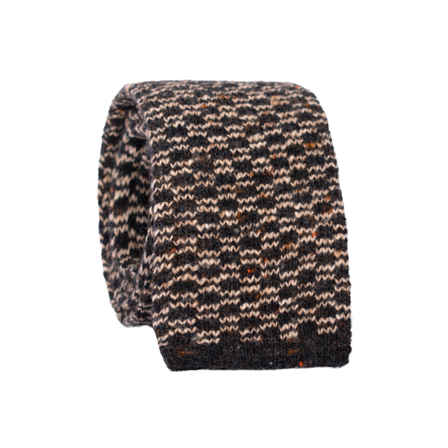 Cravatta Tricot in Maglia di Lana Marrone Beige Effetto Tweed Multicolor TRI613 Made in Italy Graffeo Cravatte Rotolo