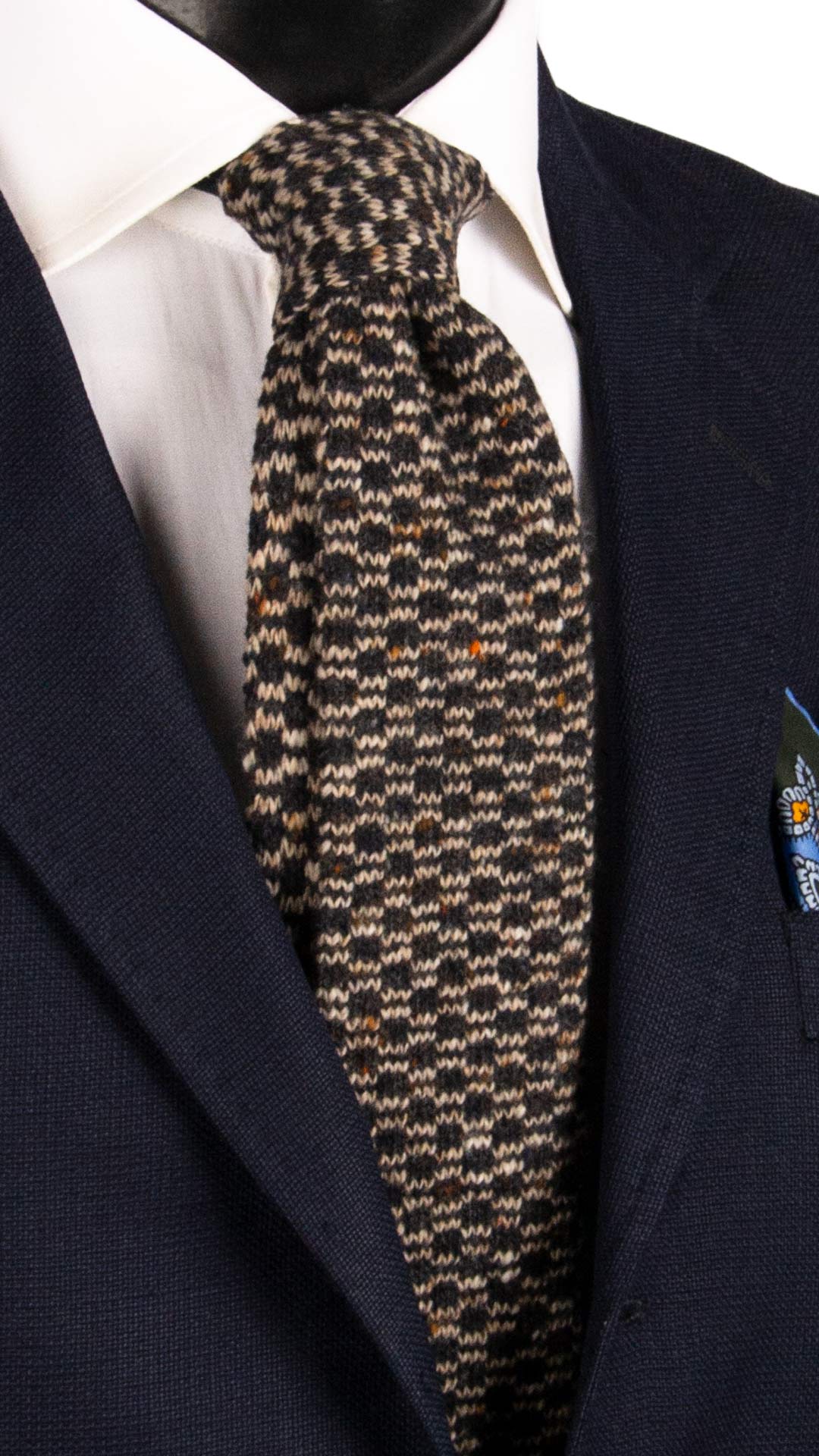 Cravatta Tricot in Maglia di Lana Marrone Beige Effetto Tweed Multicolor TRI613 Made in Italy Graffeo Cravatte