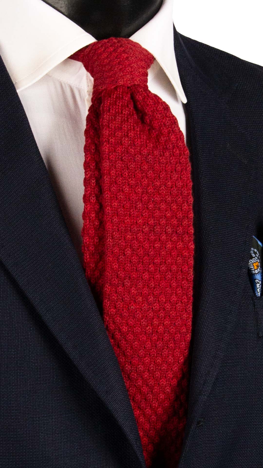 Cravatta Tricot in Maglia di Lana Rossa Tinta Unita TRI456 Made in Italy Graffeo Cravatte