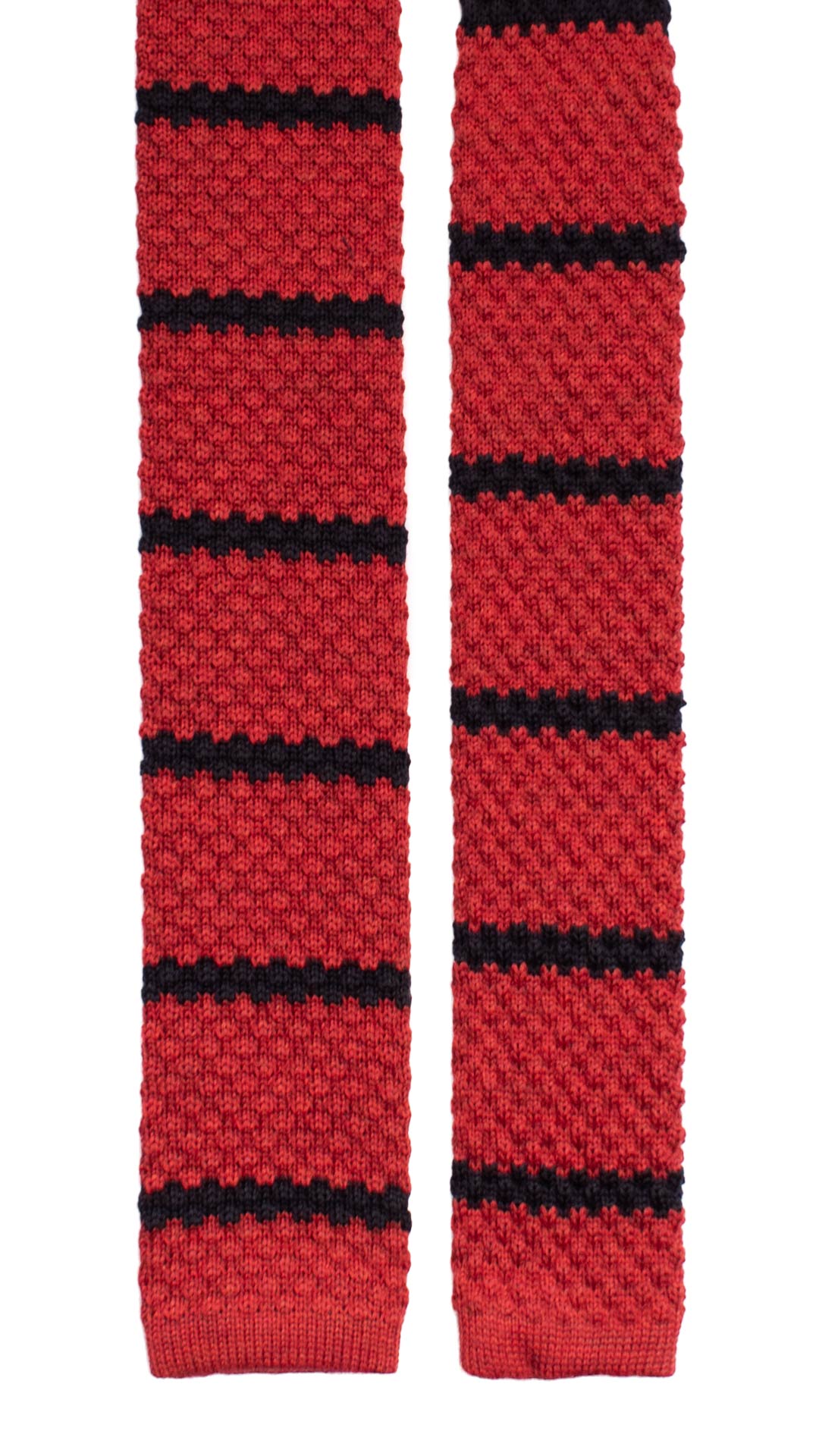 Cravatta Tricot in Maglia di Lana Rosso Bordeaux Righe Blu TRI482 Made in Italy Graffeo Cravatte Pala