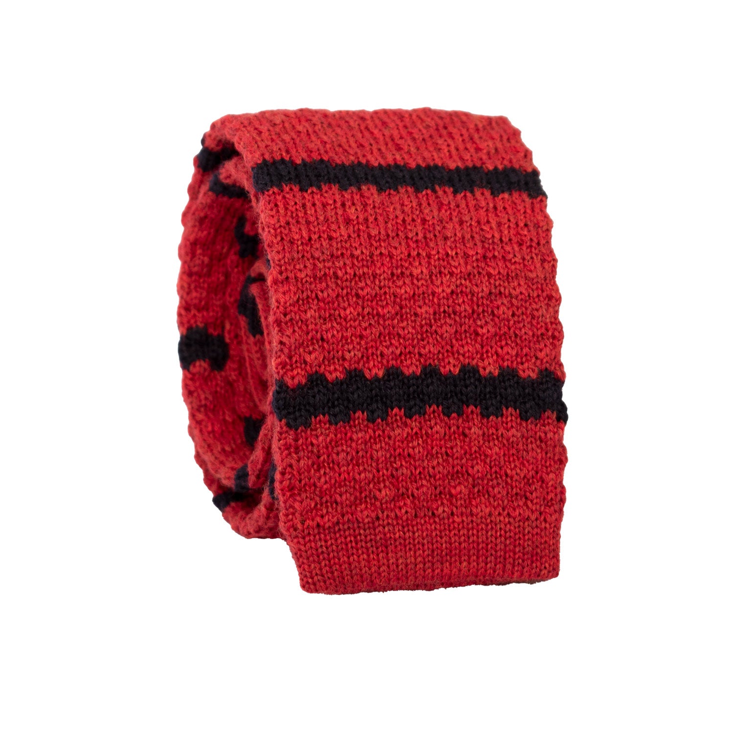 Cravatta Tricot in Maglia di Lana Rosso Bordeaux Righe Blu TRI482 Made in Italy Graffeo Cravatte Rotolo