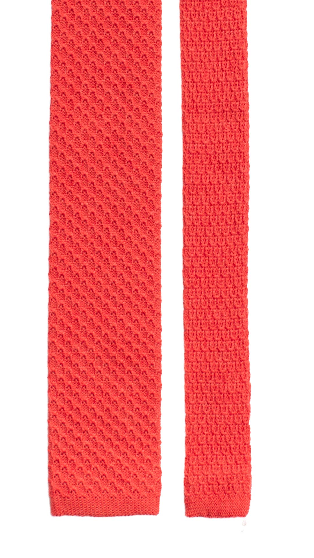 Cravatta Tricot in Maglia di Lana Rosso Corallo Fantasia Tono su Tono TRI595 Made in Italy Graffeo Cravatte Pala
