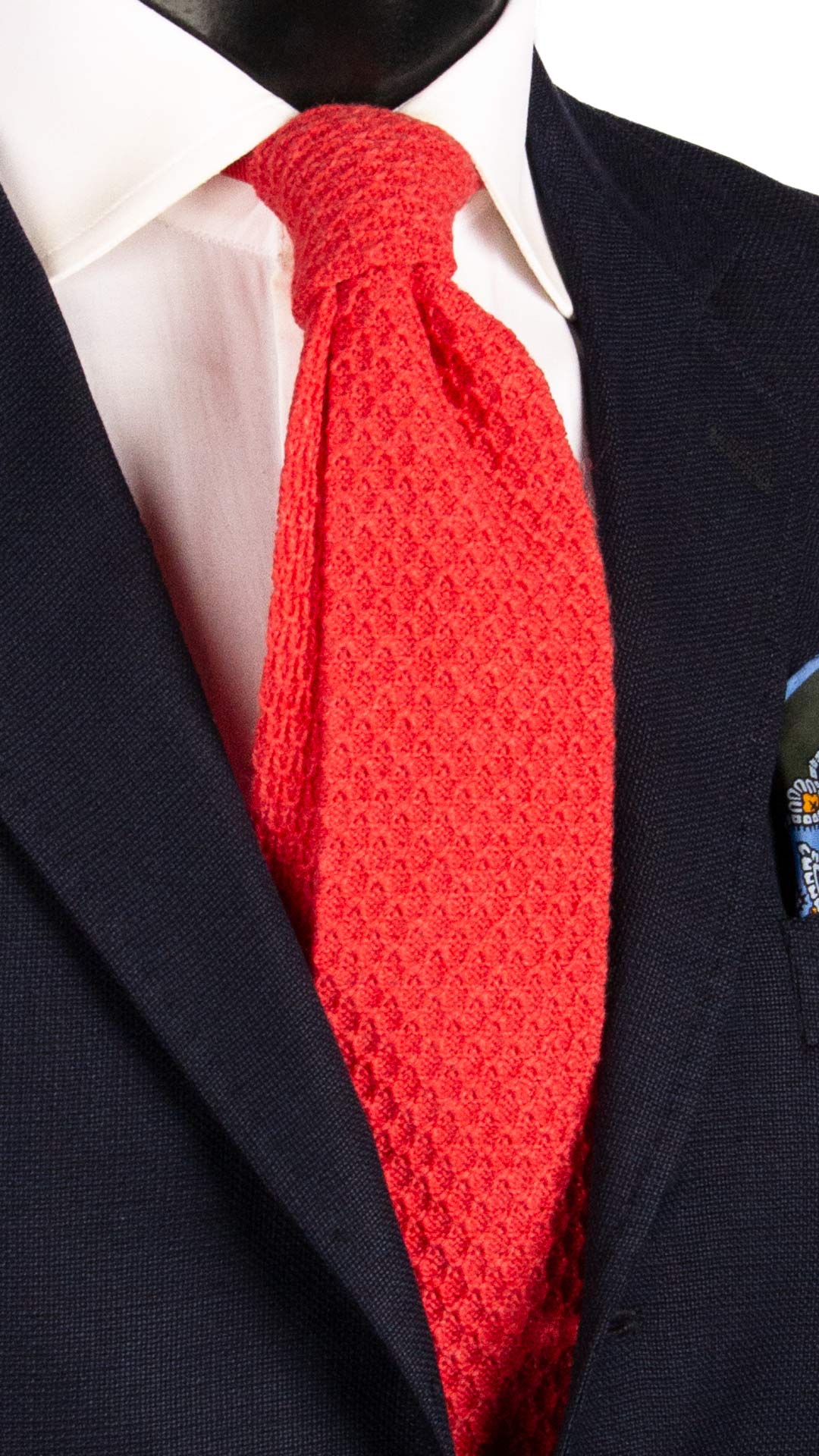 Cravatta Tricot in Maglia di Lana Rosso Corallo Fantasia Tono su Tono TRI595 Made in Italy Graffeo Cravatte