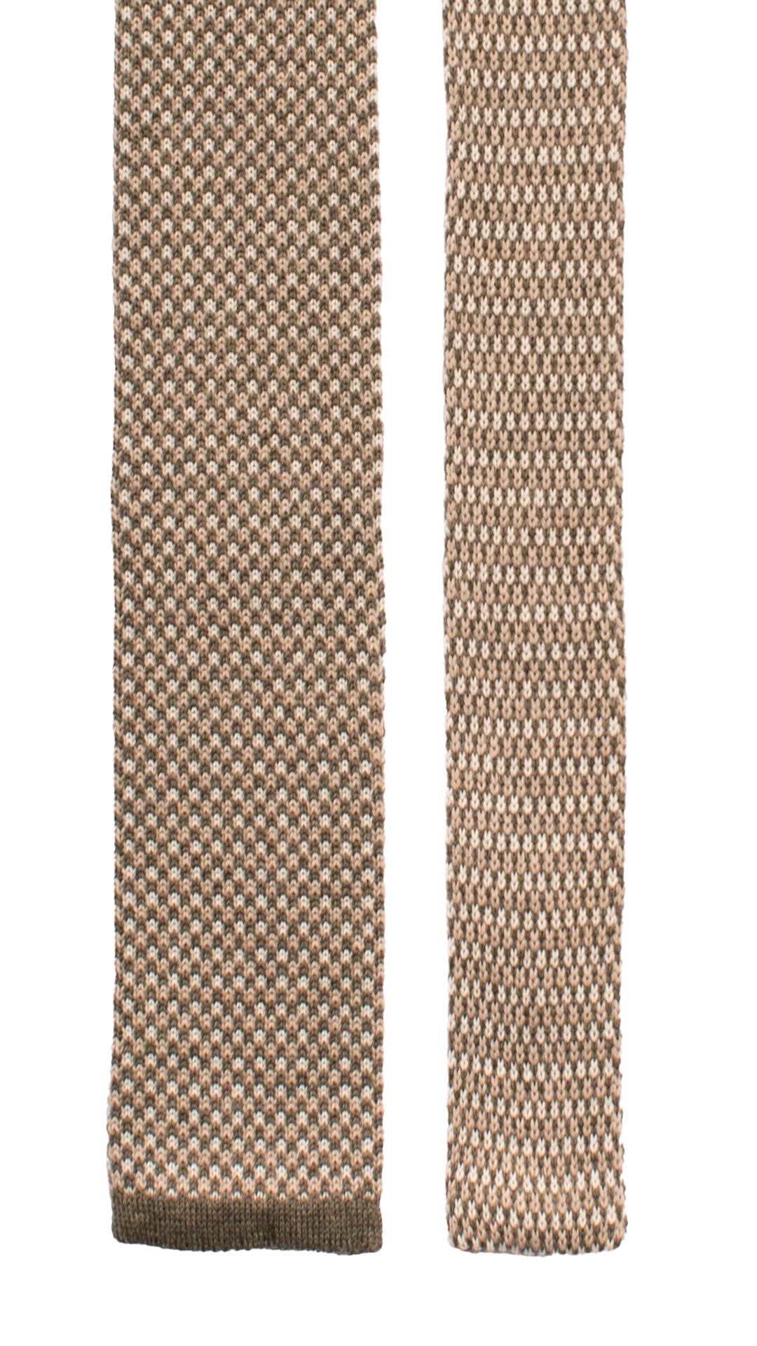 Cravatta Tricot in Maglia di Lana Tortora Fantasia Beige Bianca TRI494 Made in Italy Graffeo Cravatte Pala