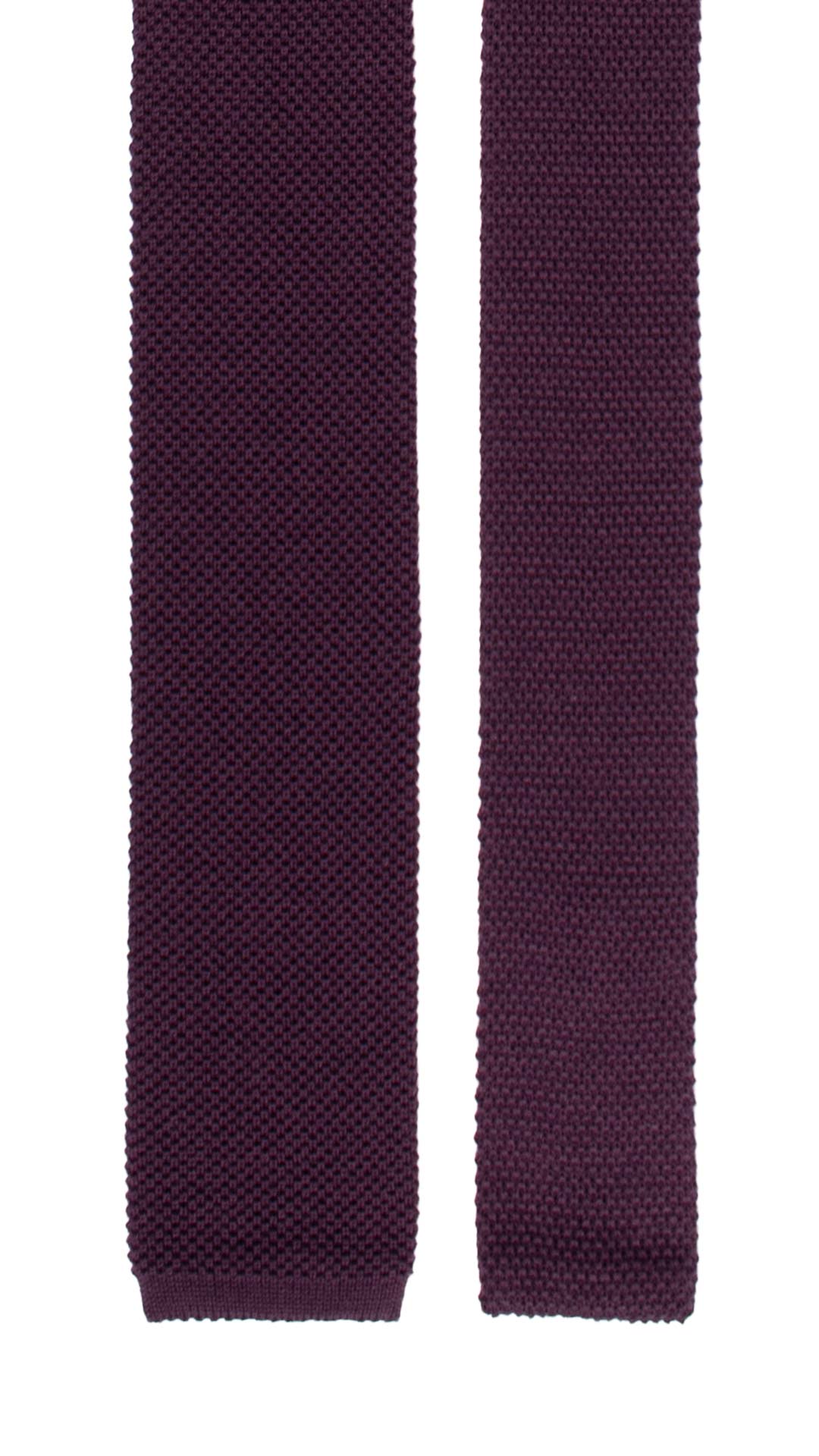 Cravatta Tricot in Maglia di Lana Viola Scuro Tinta Unita TRI658 Graffeo Cravatte Made in Italy Pala