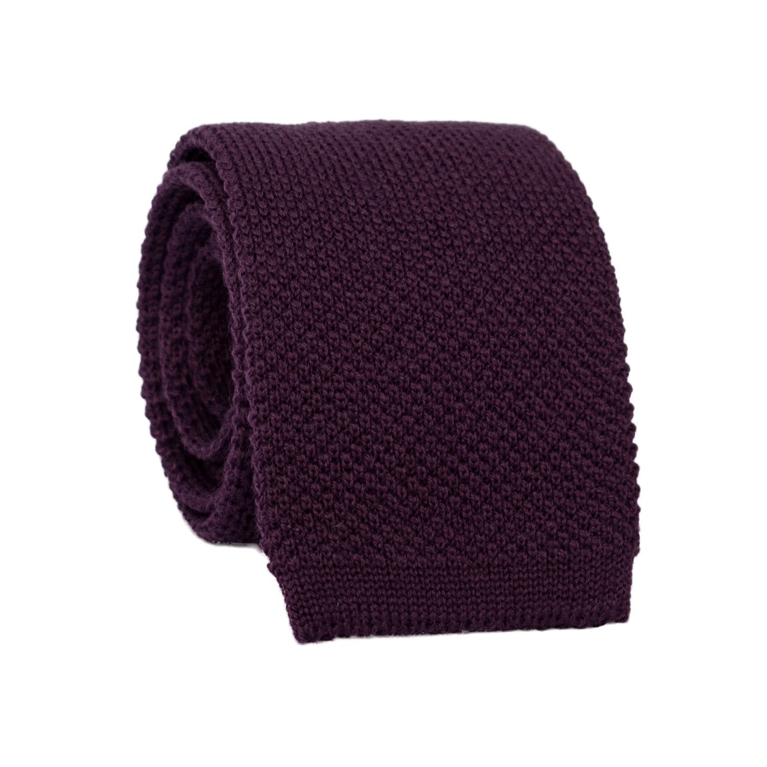 Cravatta Tricot in Maglia di Lana Viola Scuro Tinta Unita TRI658 Graffeo Cravatte Made in Italy Rotolo