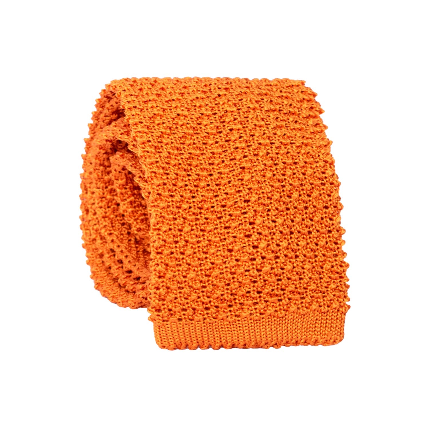 Cravatta Tricot in Maglia di Seta Arancione Tinta Unita TRI902 Graffeo Cravatte Made in Italy Rotolo