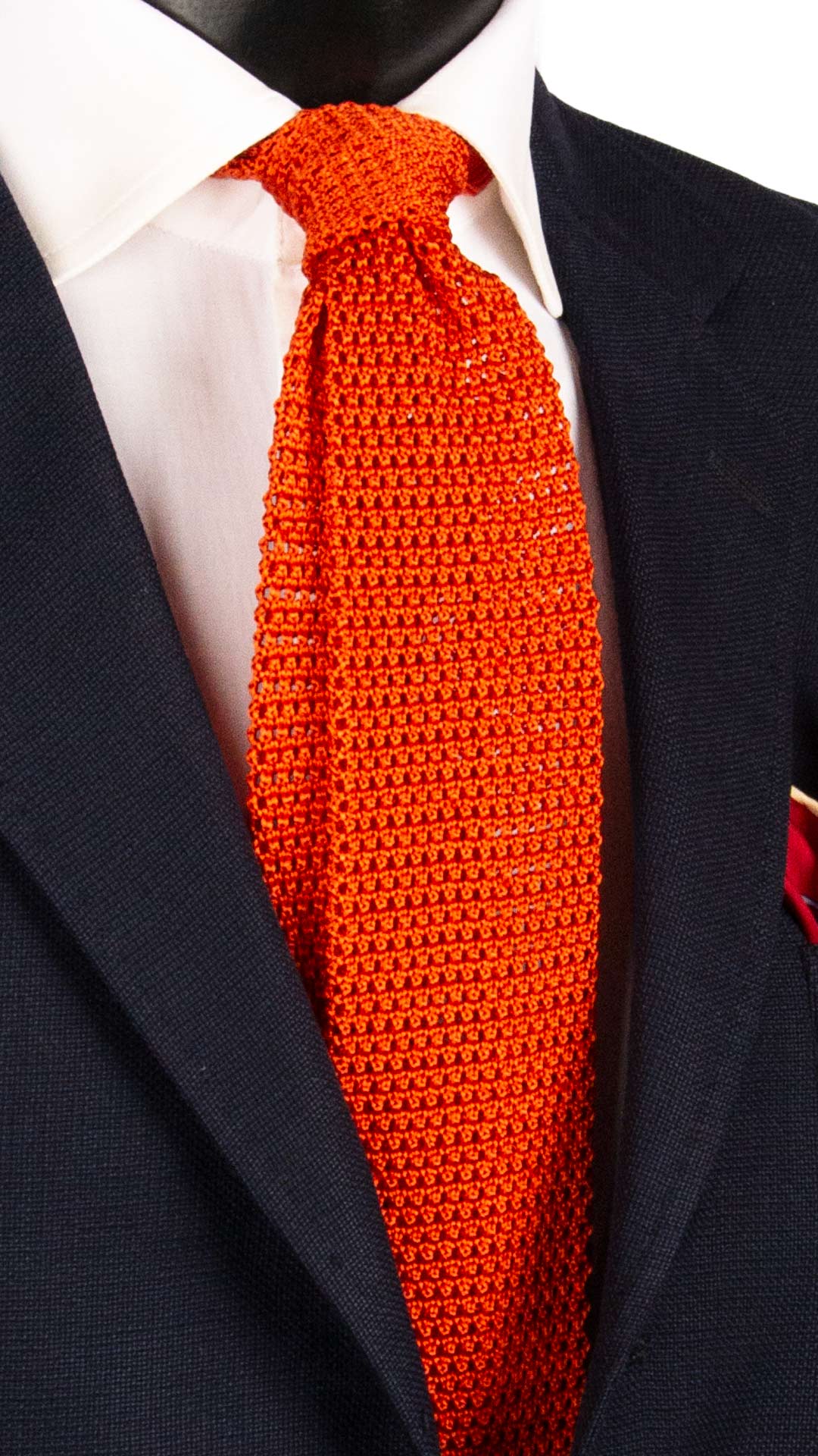 Cravatta Tricot in Maglia di Seta Arancione Tinta Unita TRI635 Graffeo Cravatte Made in Italy