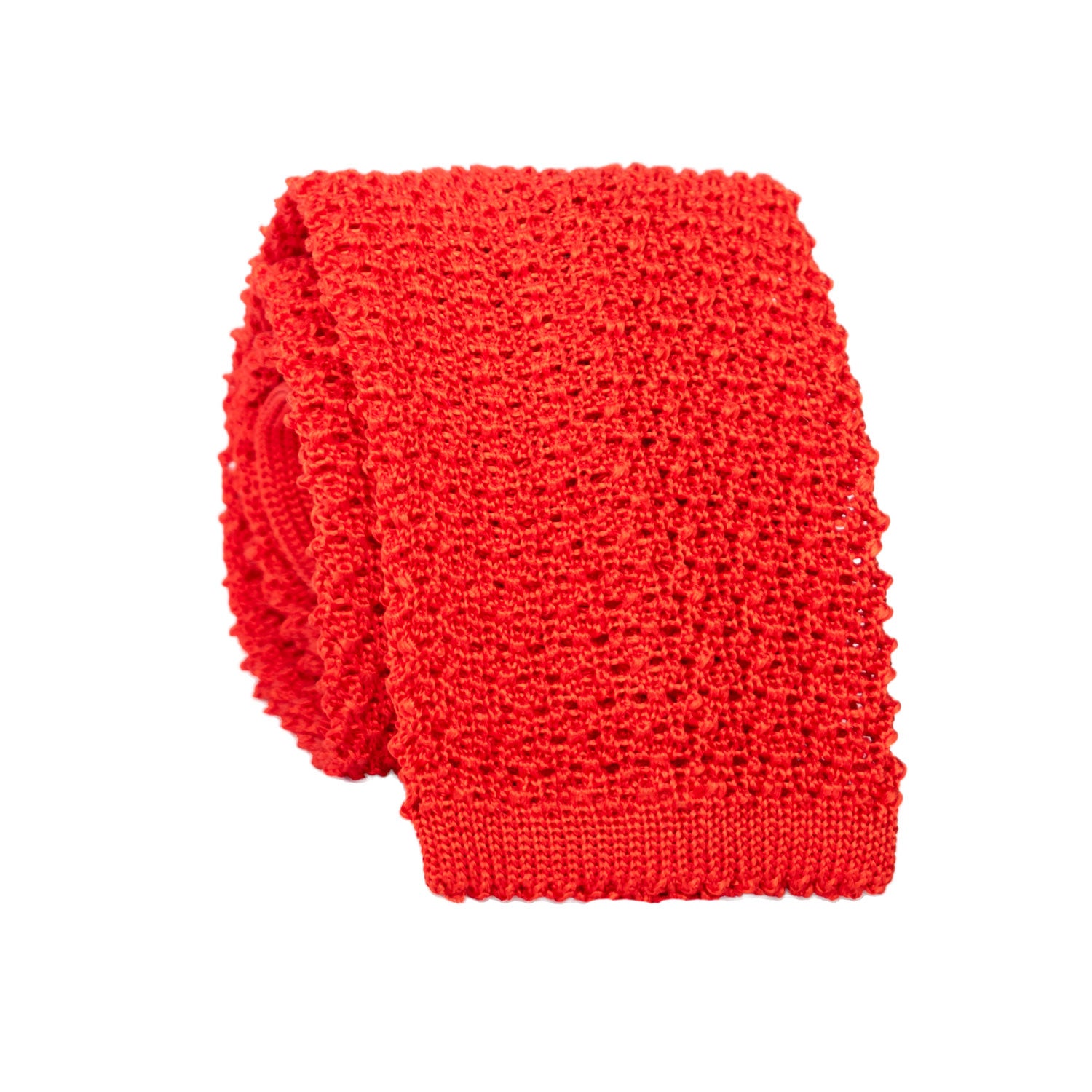 Cravatta Tricot in Maglia di Seta Arancione Tinta Unita TRI649 Graffeo Cravatte Made in Italy Rotolo