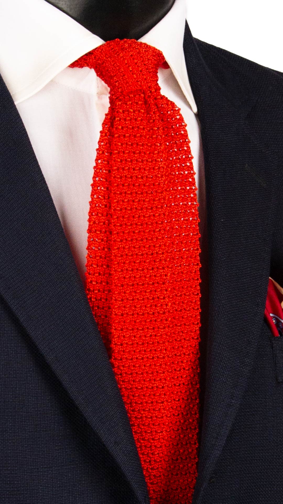 Cravatta Tricot in Maglia di Seta Arancione Tinta Unita TRI649 Graffeo Cravatte Made in Italy