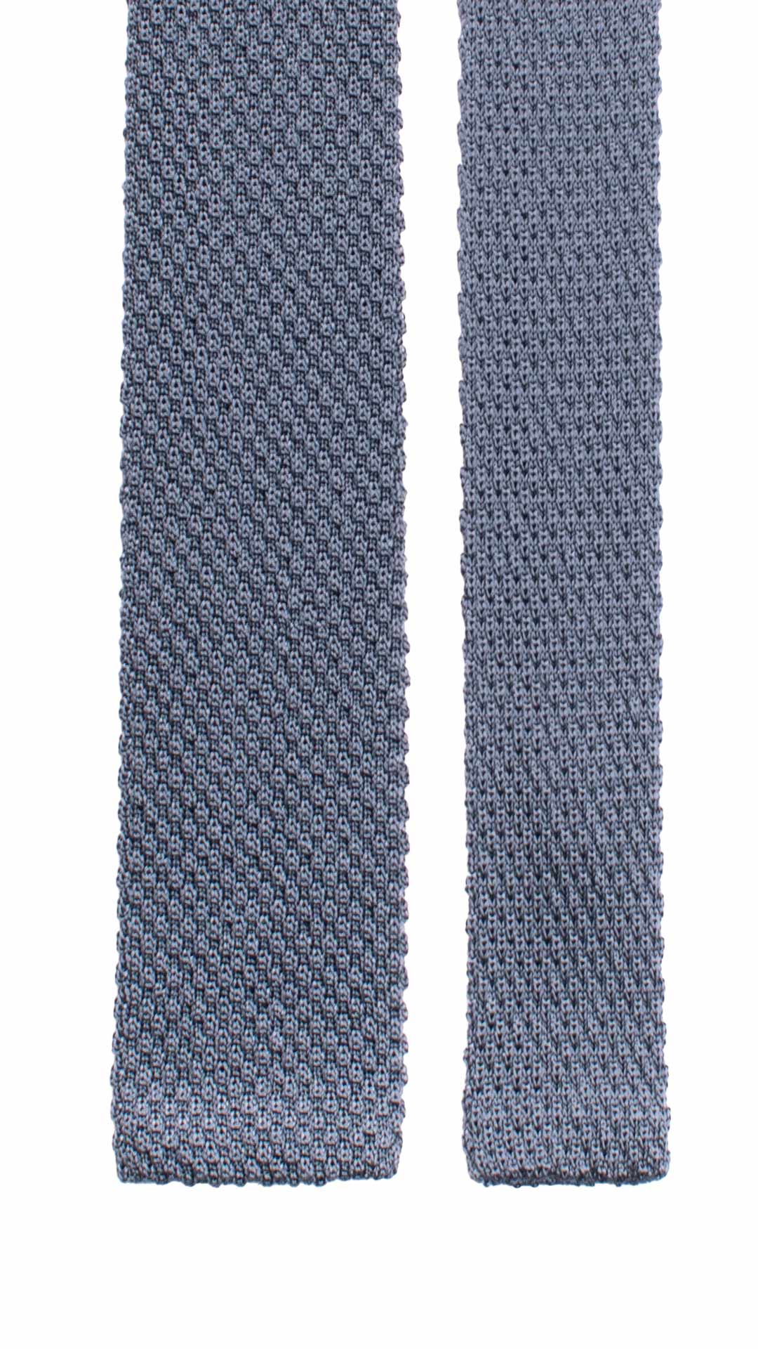 Cravatta Tricot in Maglia di Seta Avio Scuro Tinta Unita TRI833 Graffeo Cravatte Made in Italy Pala