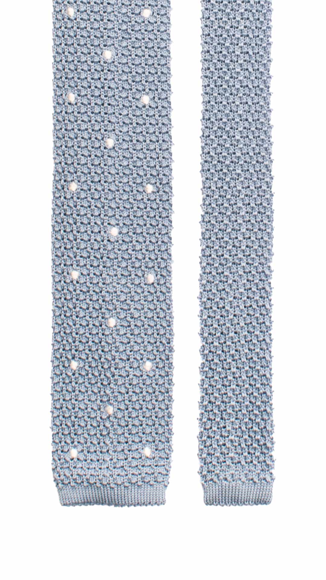 Cravatta Tricot in Maglia di Seta Azzurra a Pois Bianchi TRI785 Graffeo Cravatte Made in Italy Pala