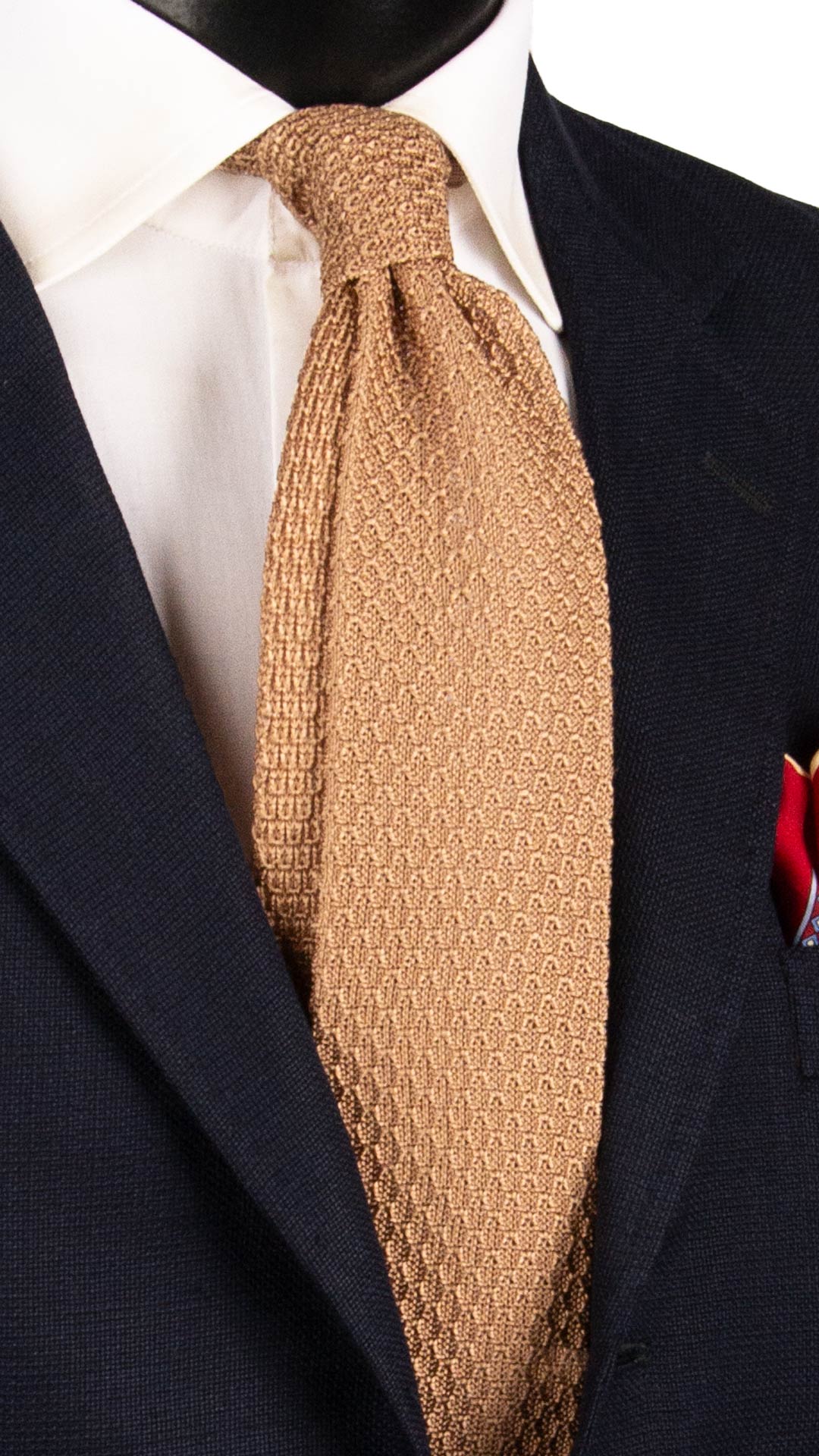 Cravatta Tricot in Maglia di Seta Beige Fantasia Tono su Tono TRI928 Graffeo Cravatte Made in Italy