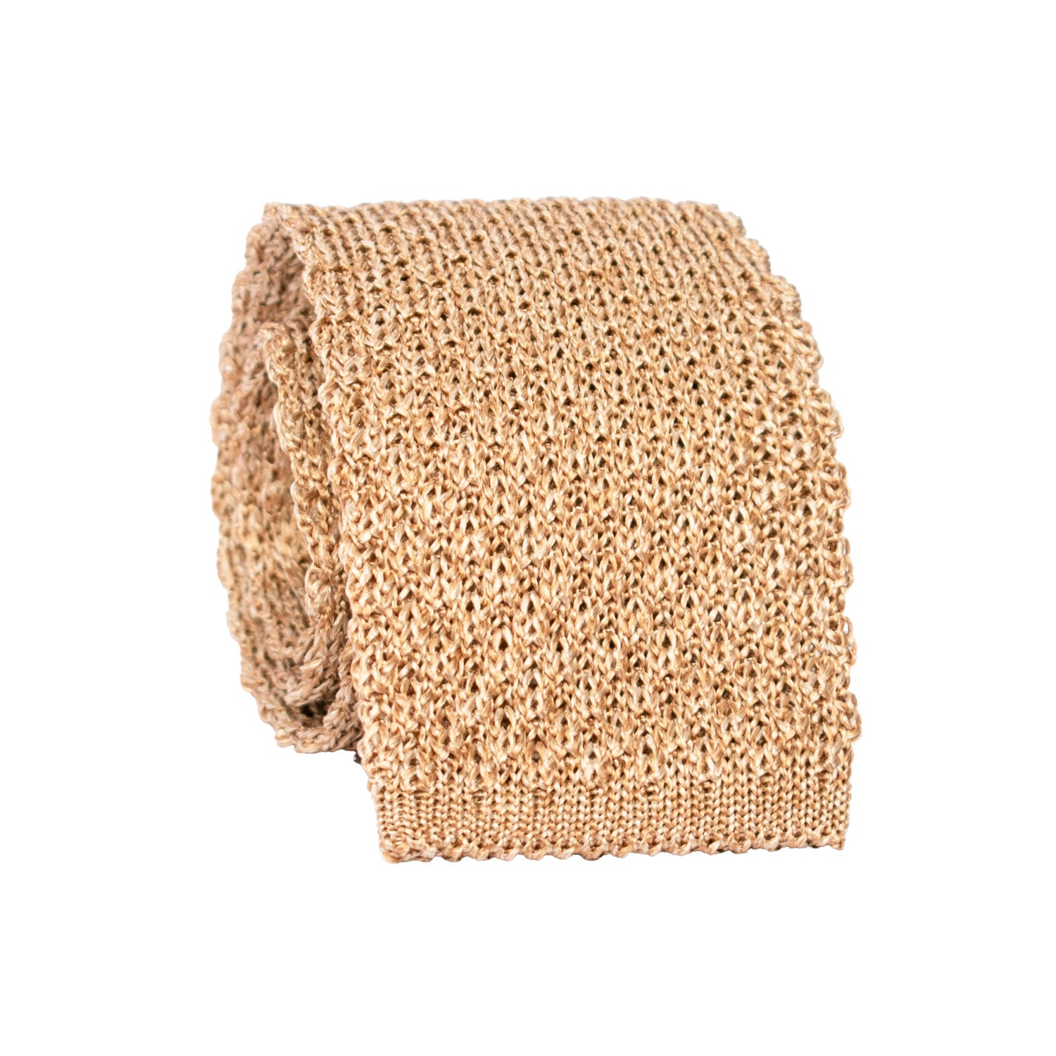 Cravatta Tricot in Maglia di Seta Beige Scuro Tinta Unita TRI730 Graffeo Cravatte Made in Italy Rotolo