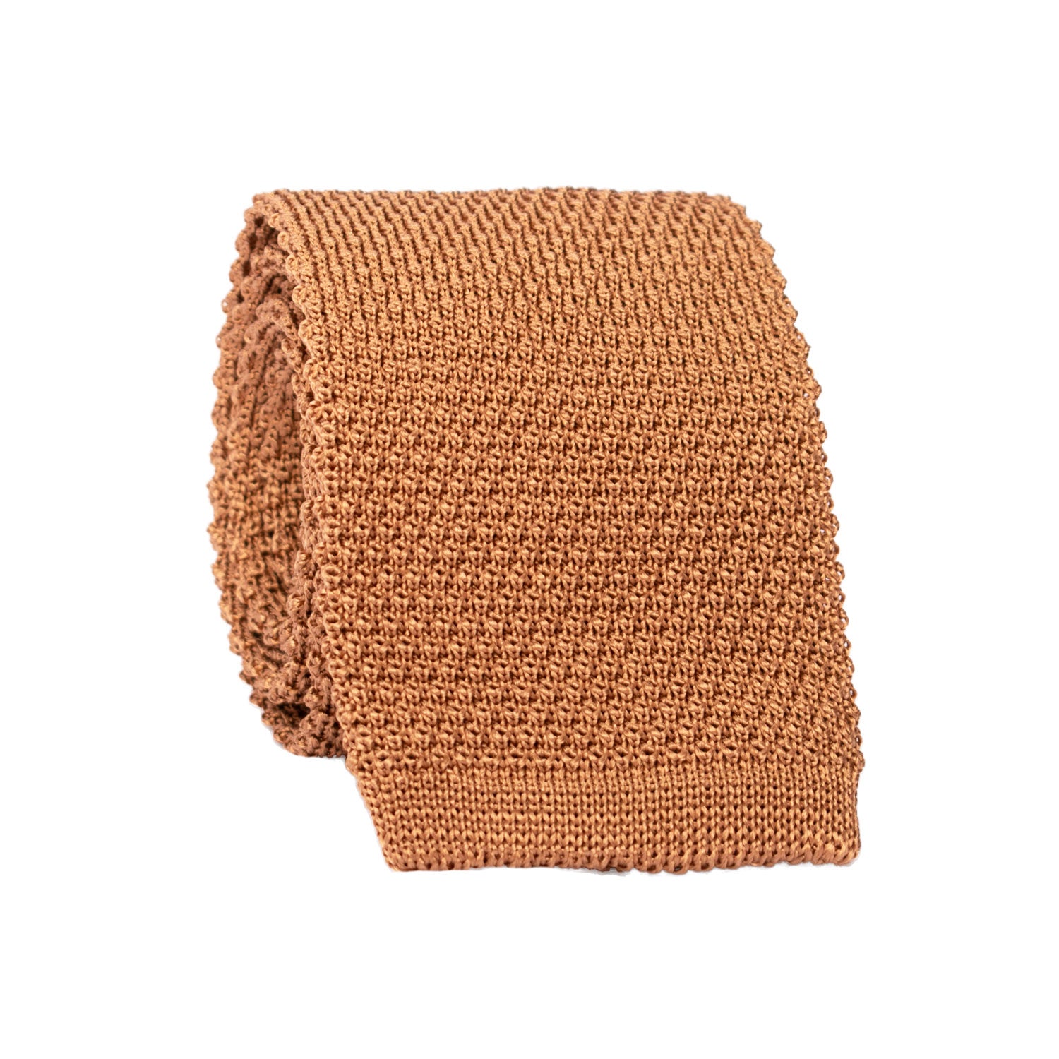 Cravatta Tricot in Maglia di Seta Beige Scuro Tinta Unita TRI686 Graffeo Cravatte Made in Italy Rotolo