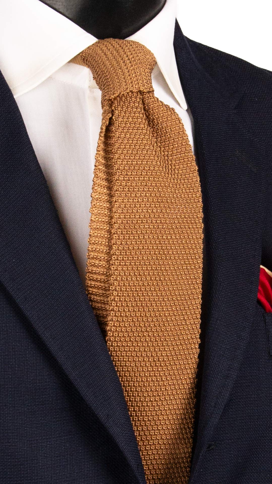 Cravatta Tricot in Maglia di Seta Beige Scuro Tinta Unita TRI686 Graffeo Cravatte Made in Italy